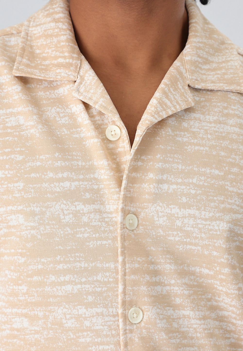 Peach Knitted Half Sleeves Shirt