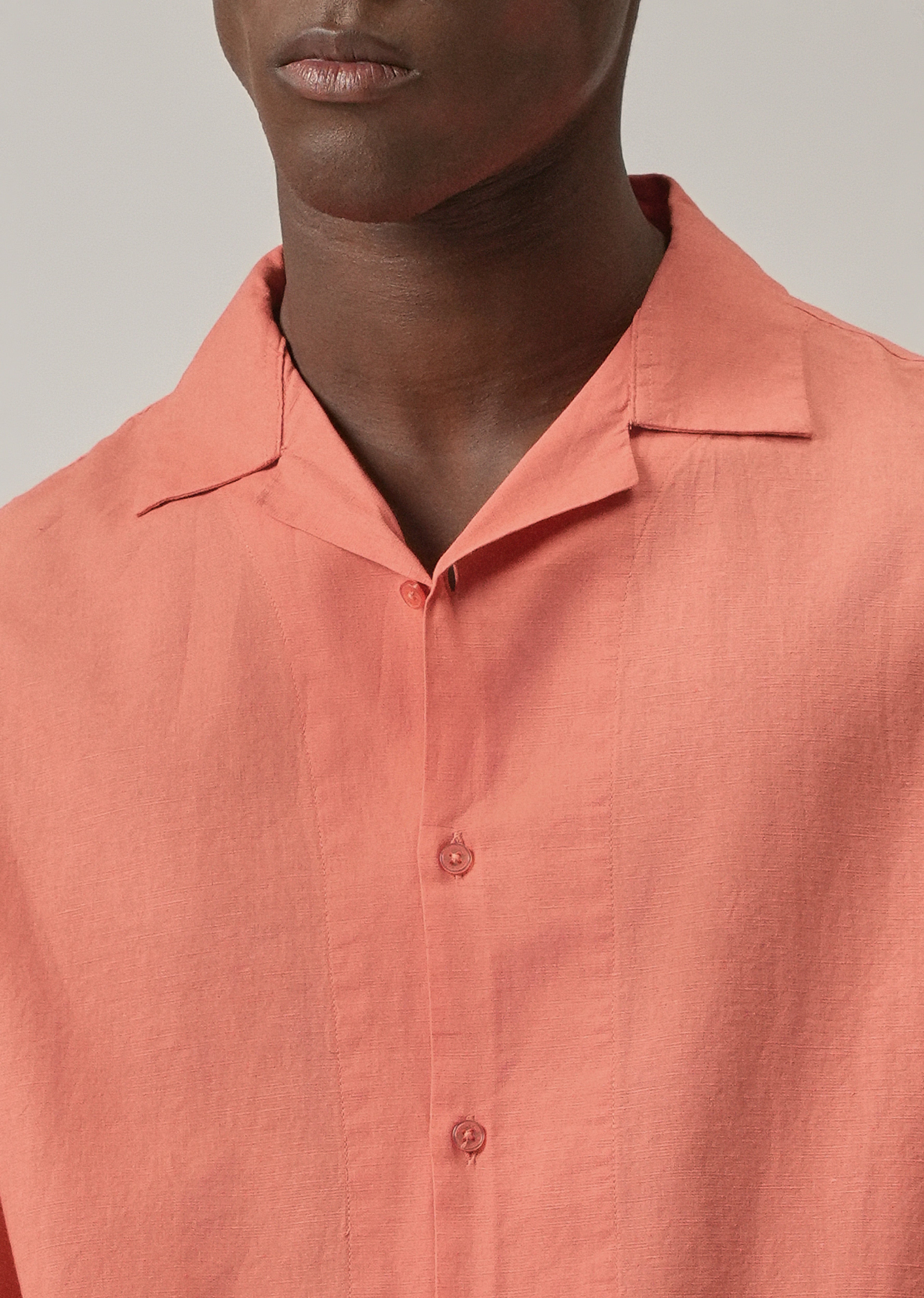 Peach Cotton/Linen Shirt