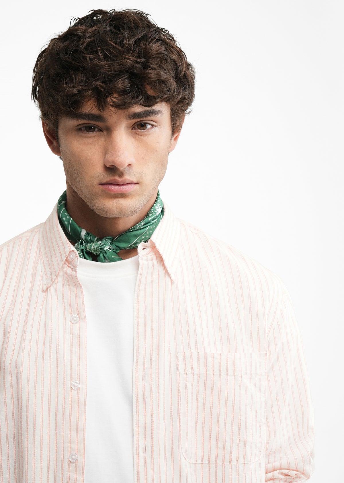 Peach Lyocell Linen Self Stripe Shirt