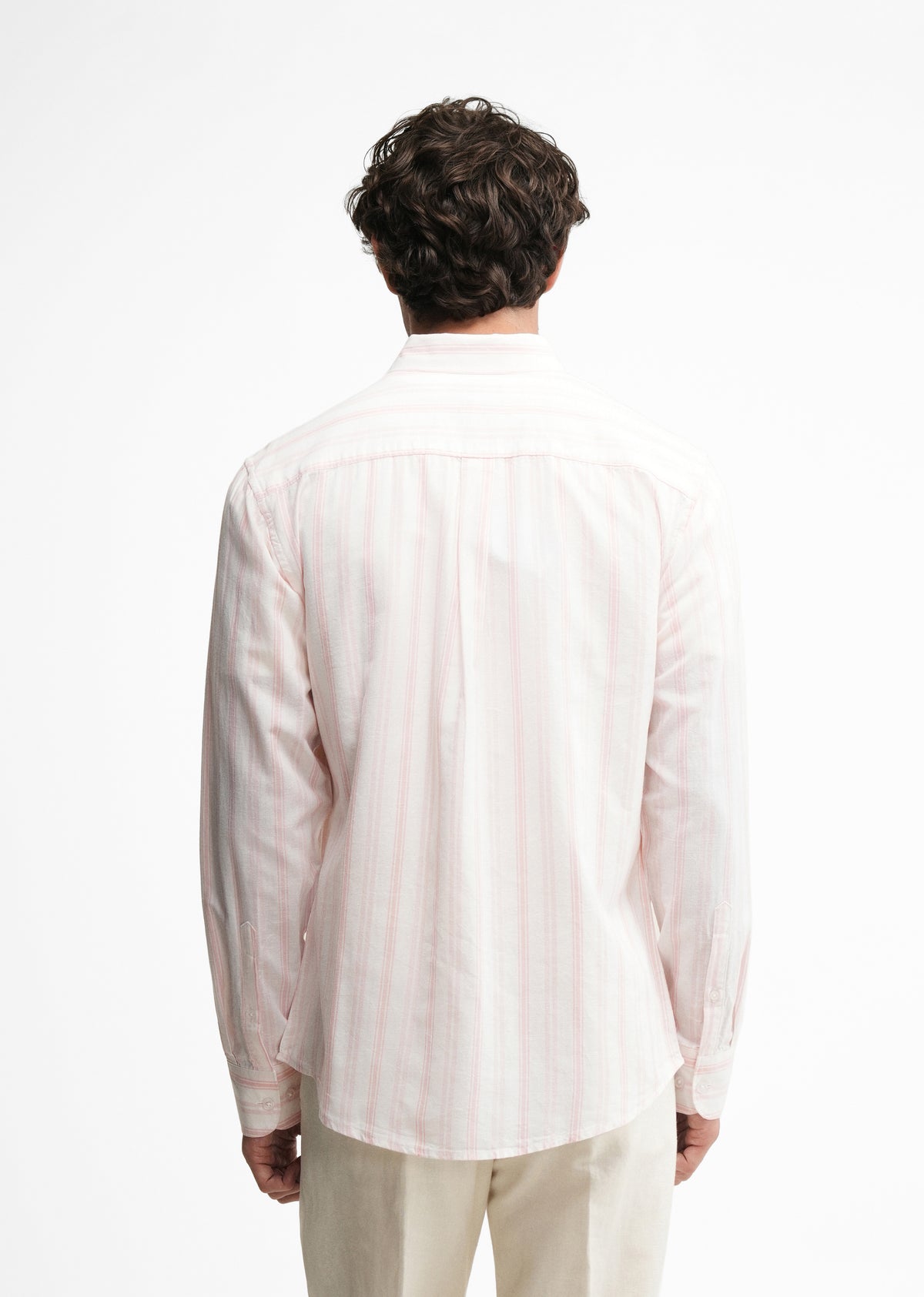 Peach Lyocell Linen Stripe Shirt