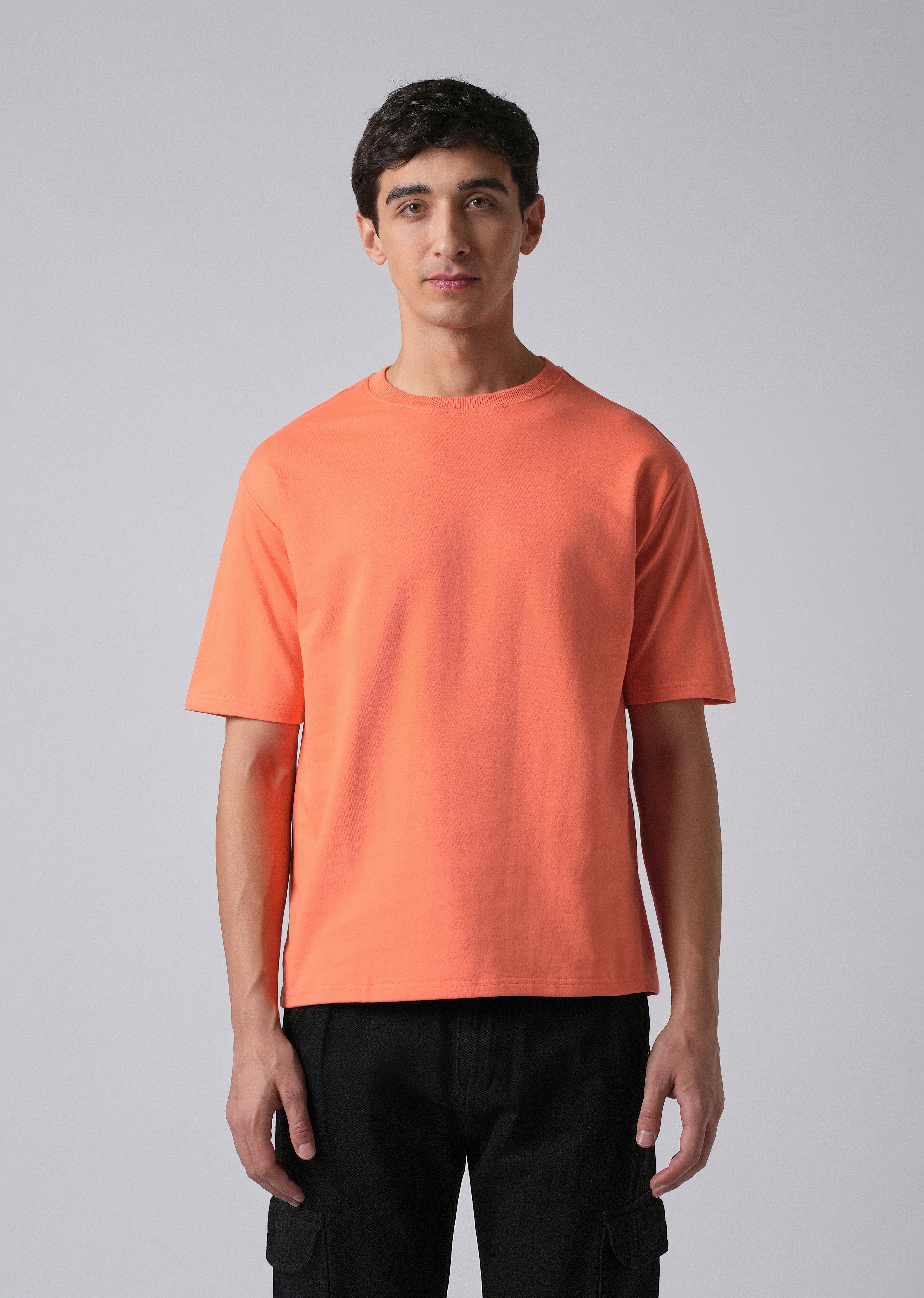 Peach Orange Basic Relaxed Fit T-shirt