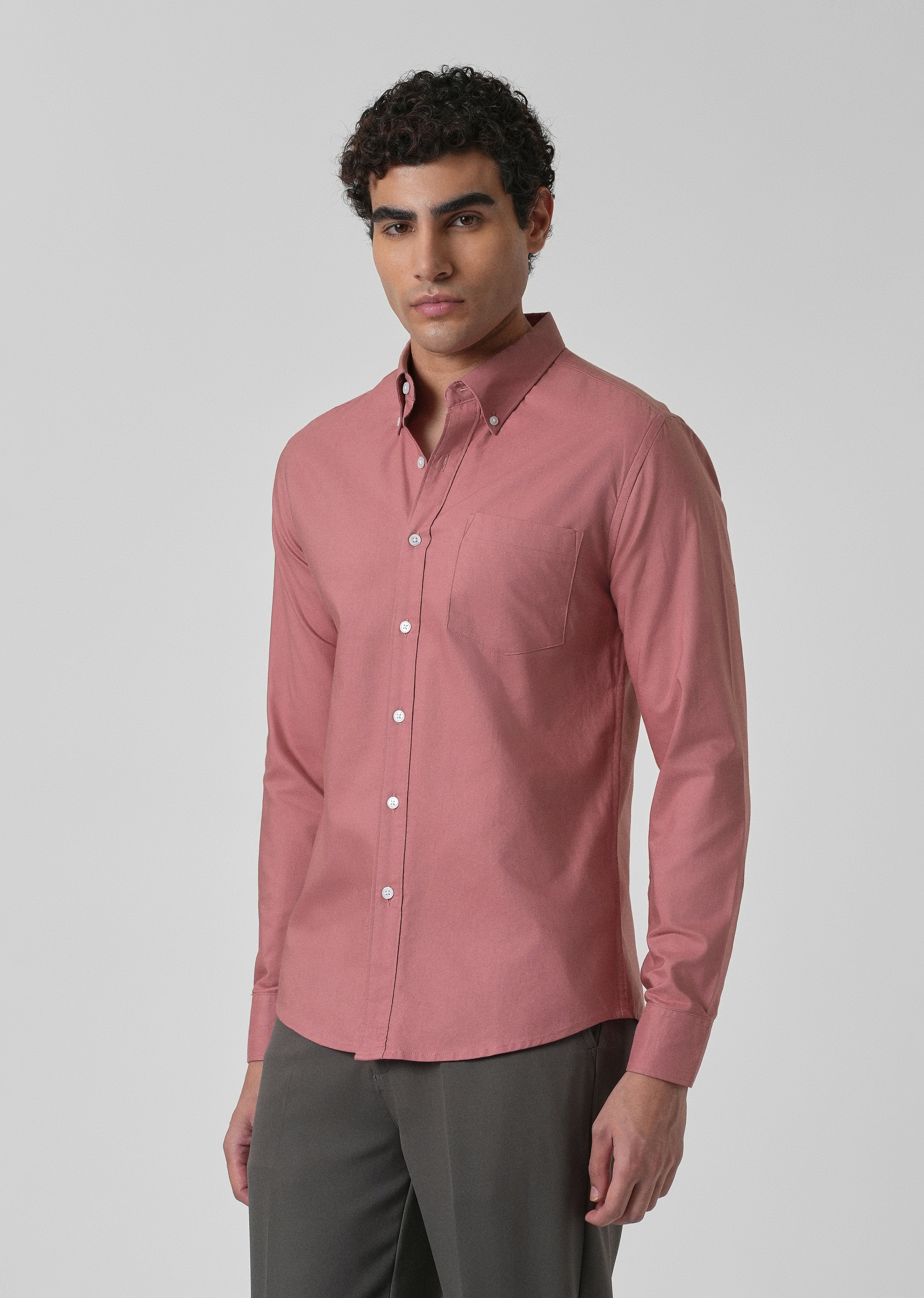 Peach Pink Cotton Linen Shirt