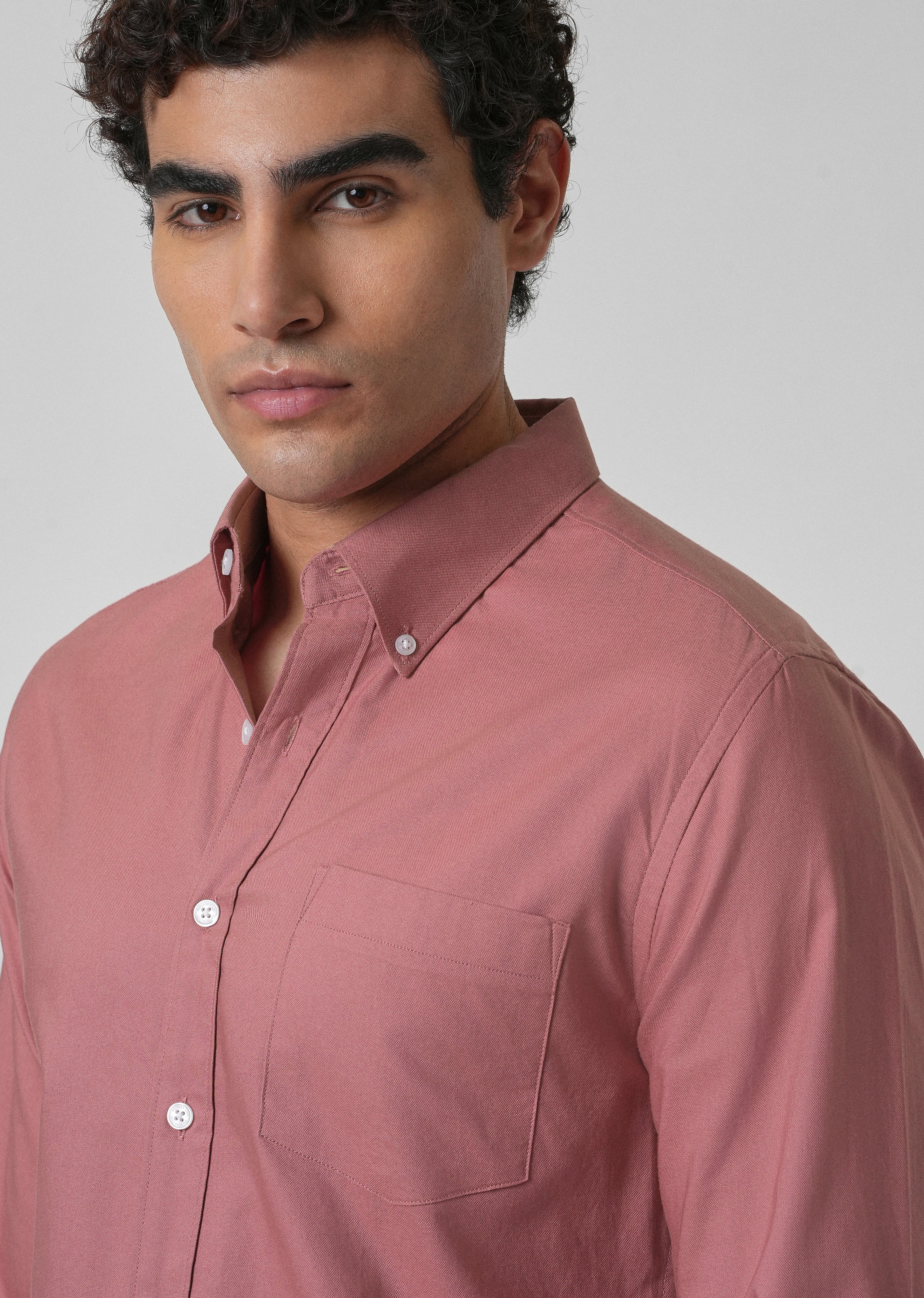 Peach Pink Cotton Linen Shirt
