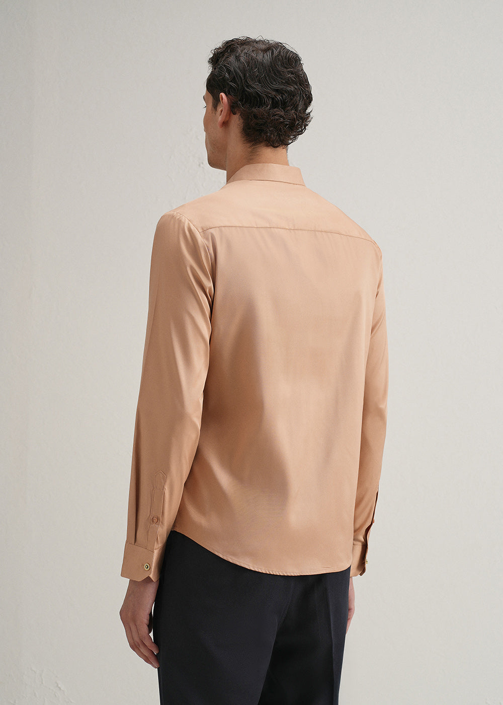 Peach Plain Stitchless Placket Shirt