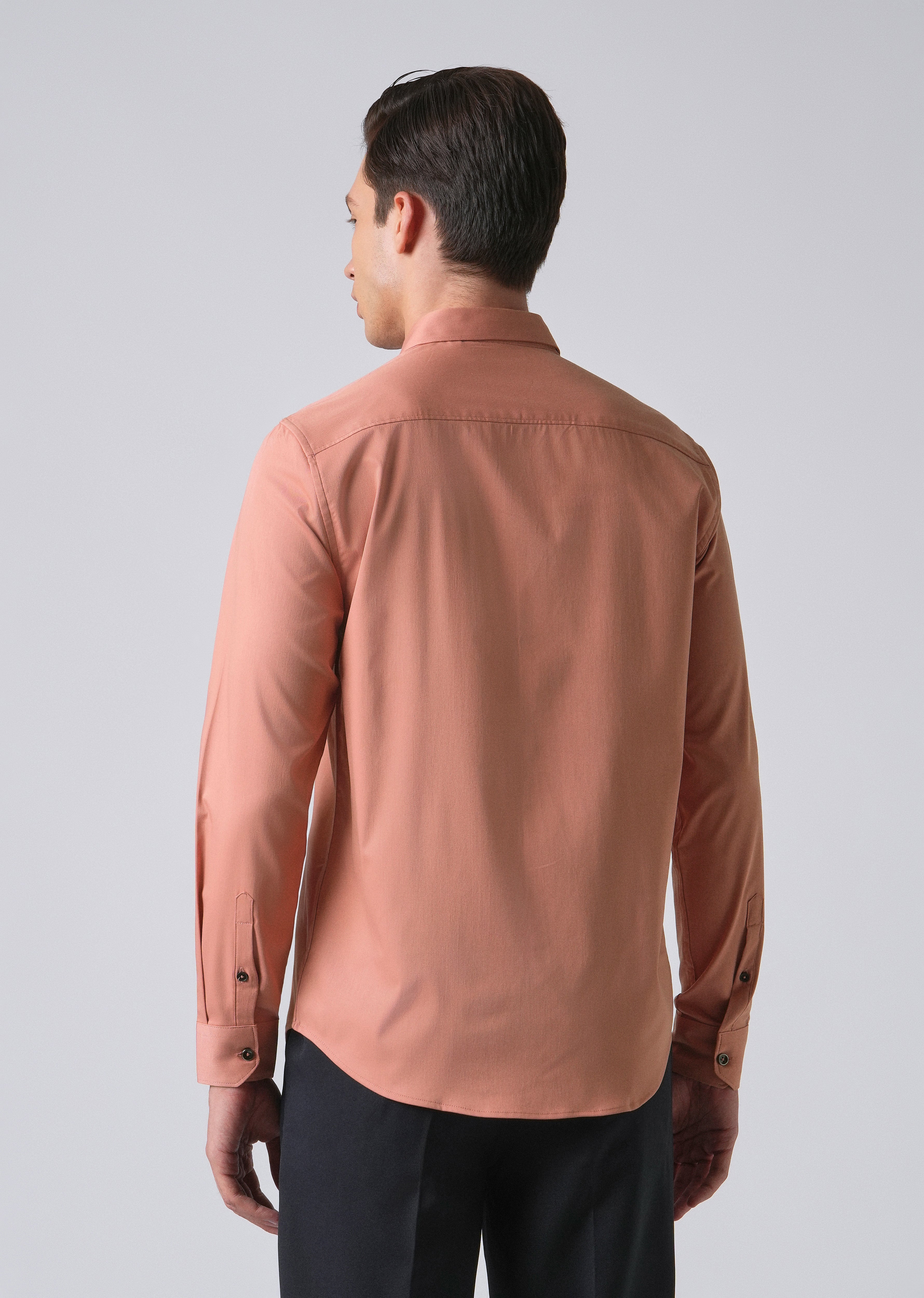 Peach Cotton Stretch Plain Shirt