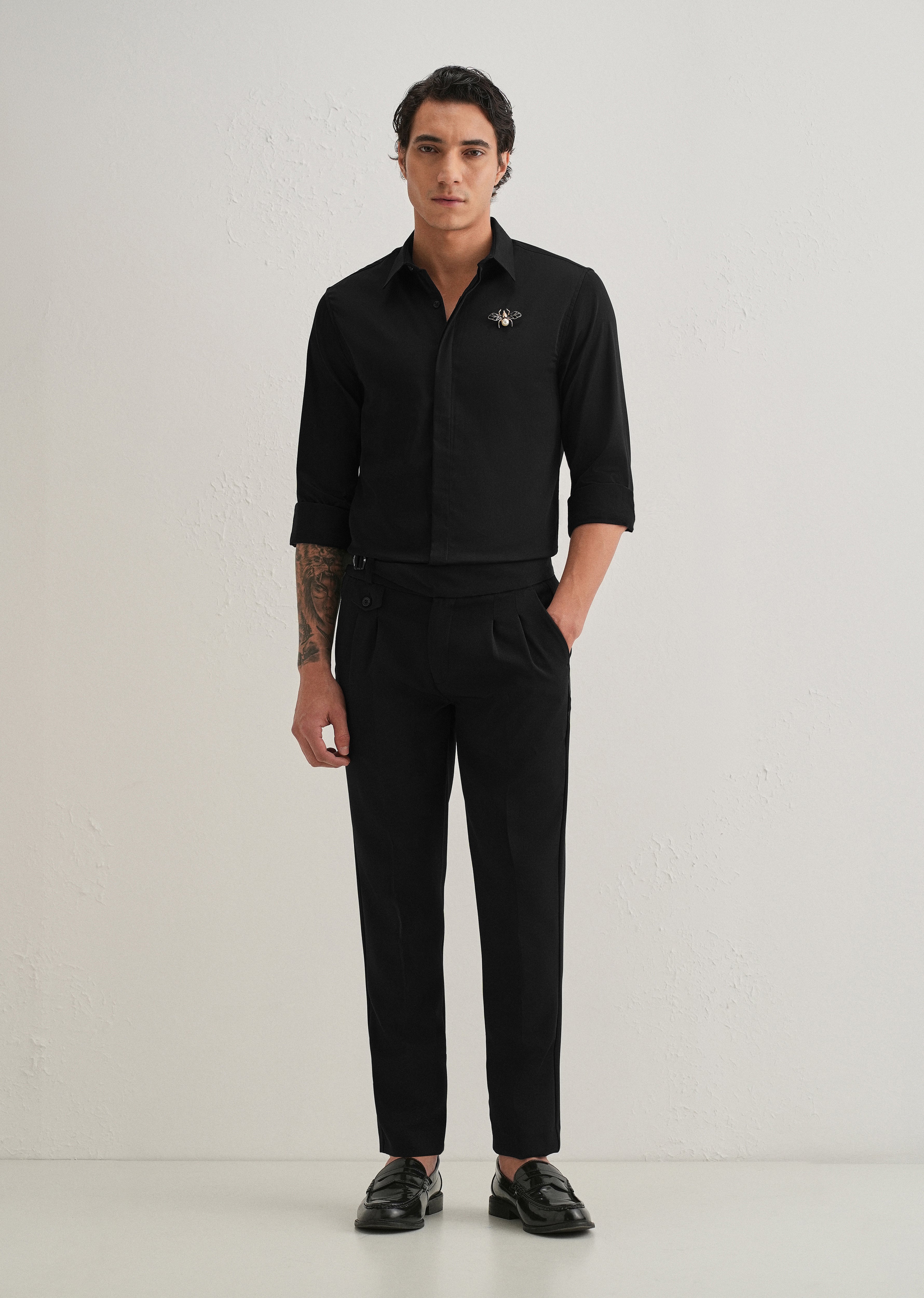 Pearl Bee Embellished Black Designer Shirt