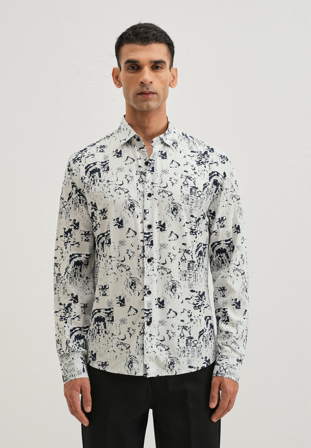 Pearl White Abstract Printed Shirt