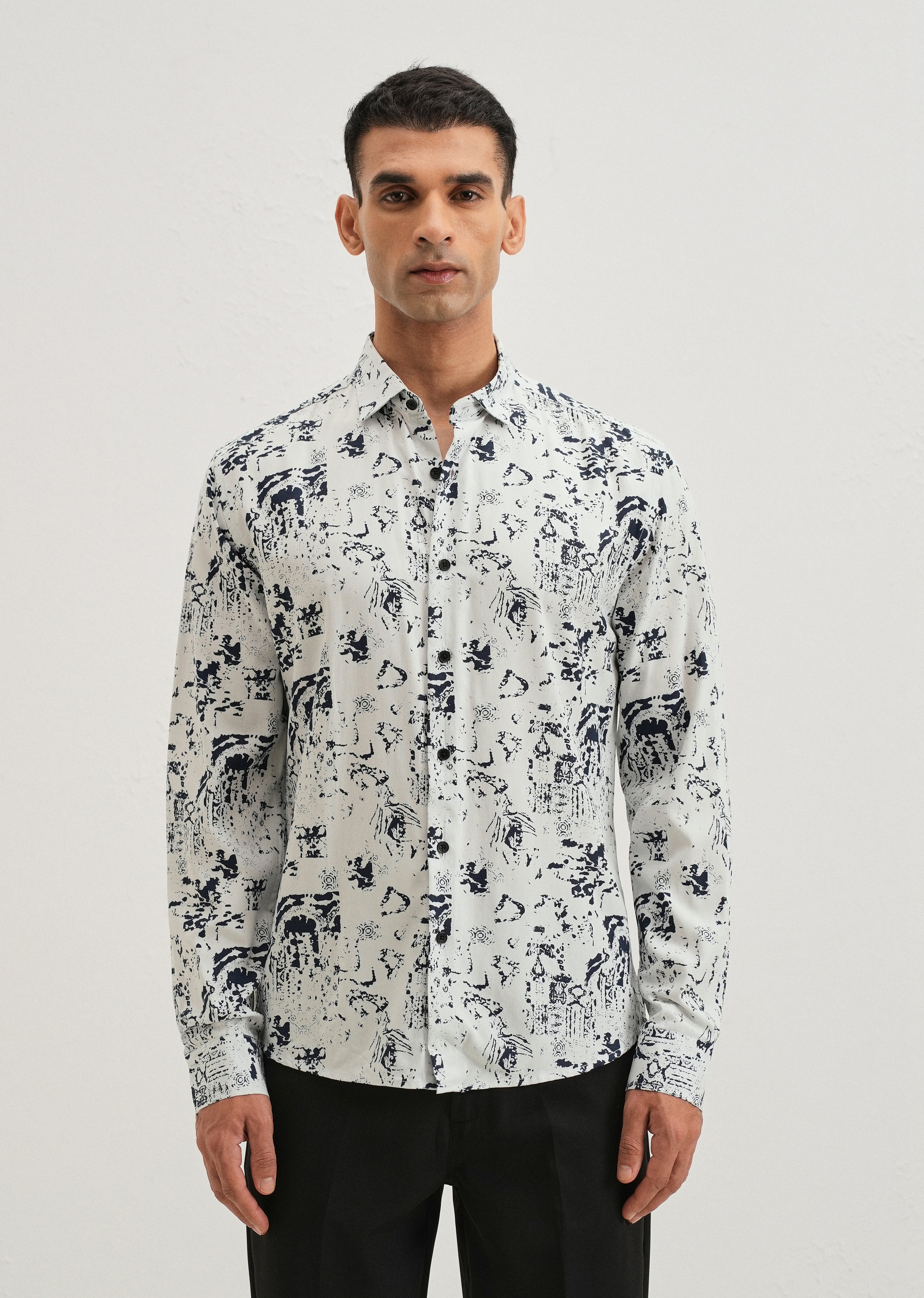 Pearl White Abstract Printed Shirt
