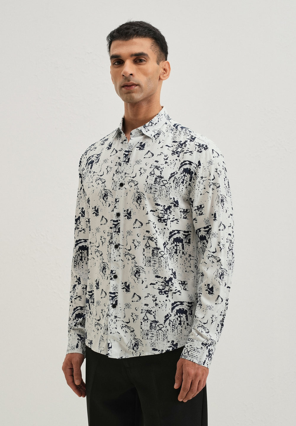 Pearl White Abstract Printed Shirt