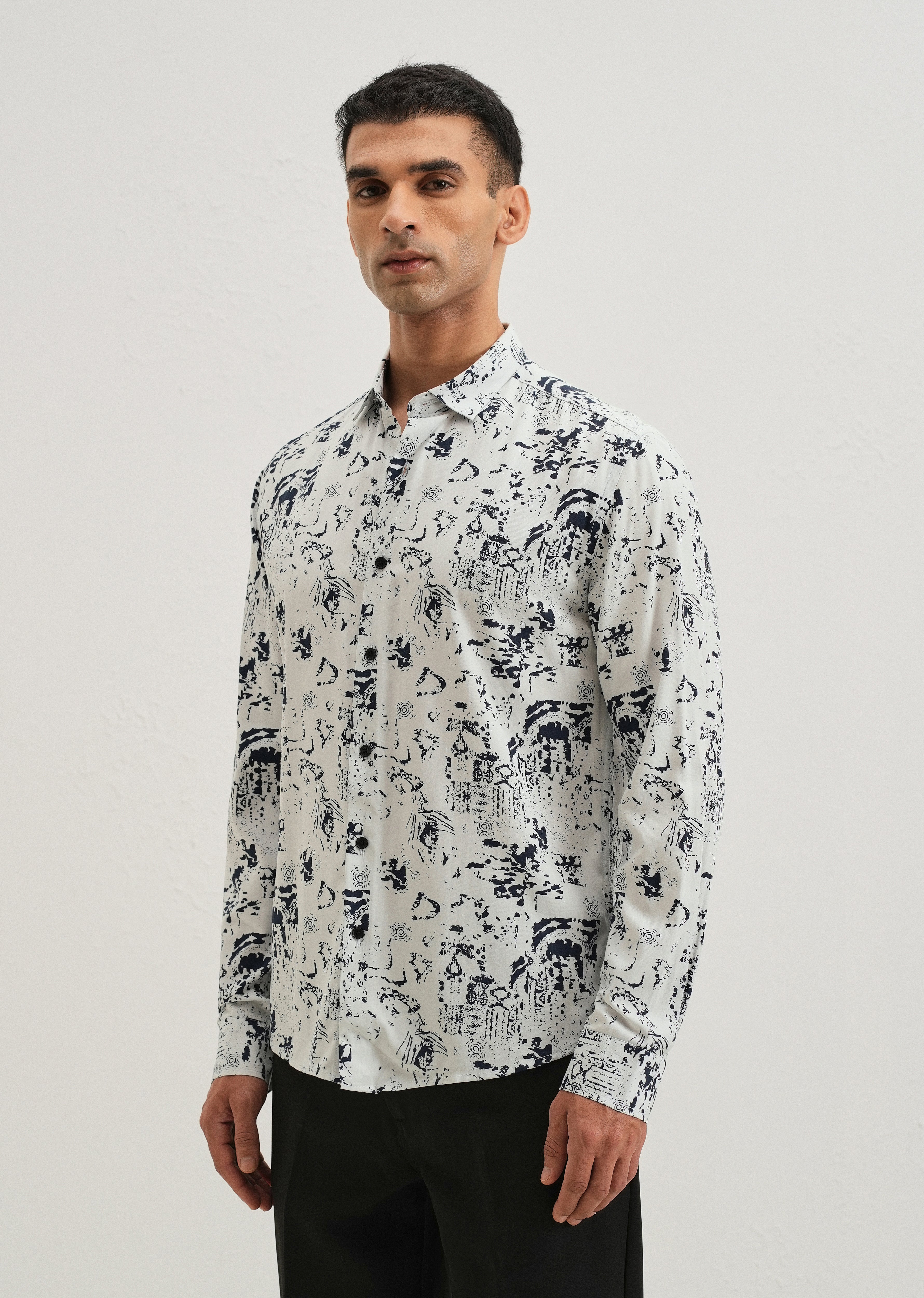 Pearl White Abstract Printed Shirt