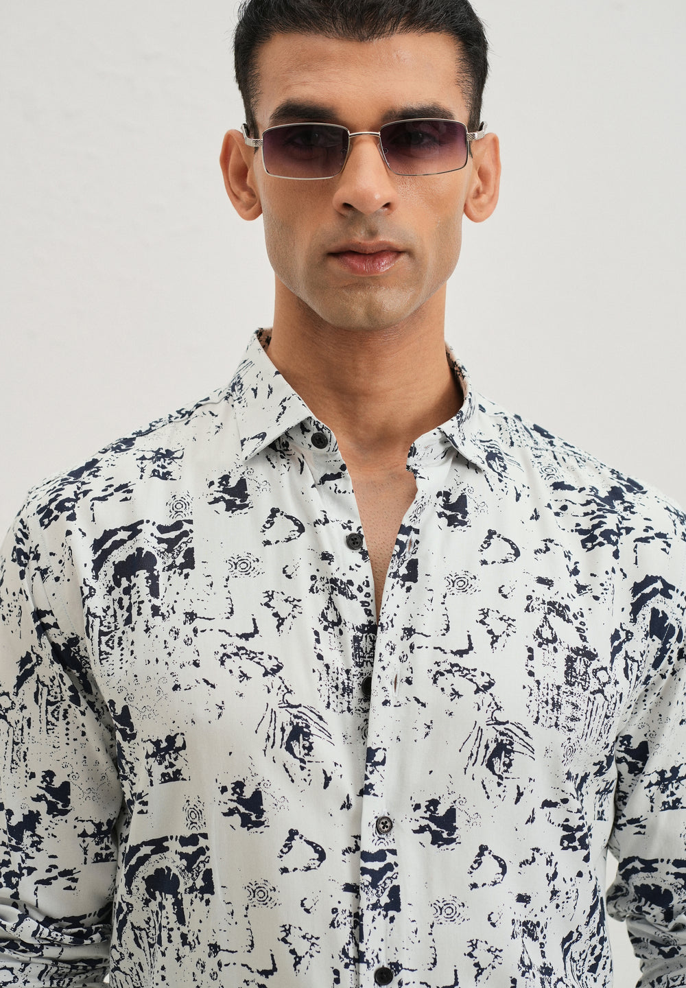 Pearl White Abstract Printed Shirt