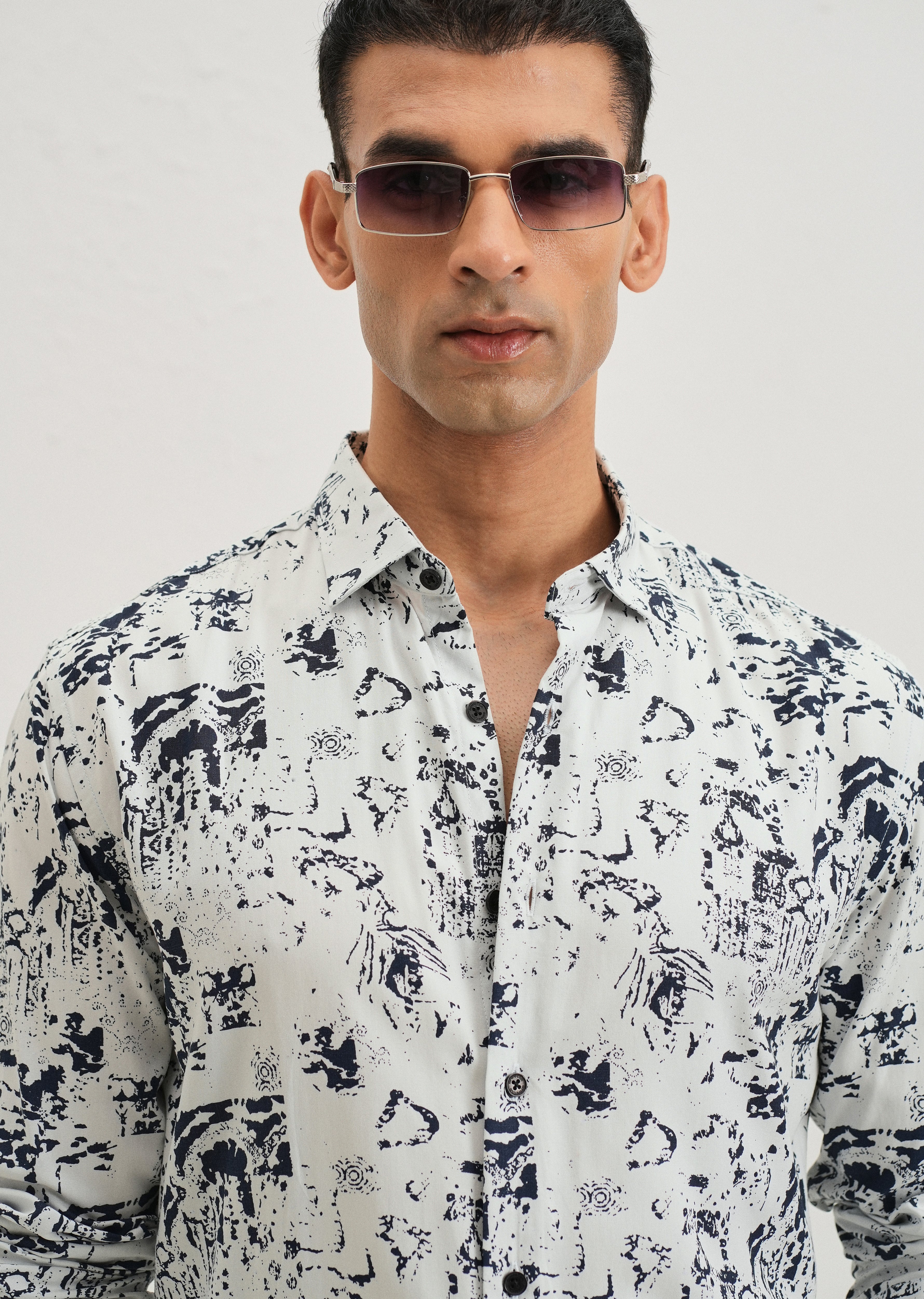 Pearl White Abstract Printed Shirt