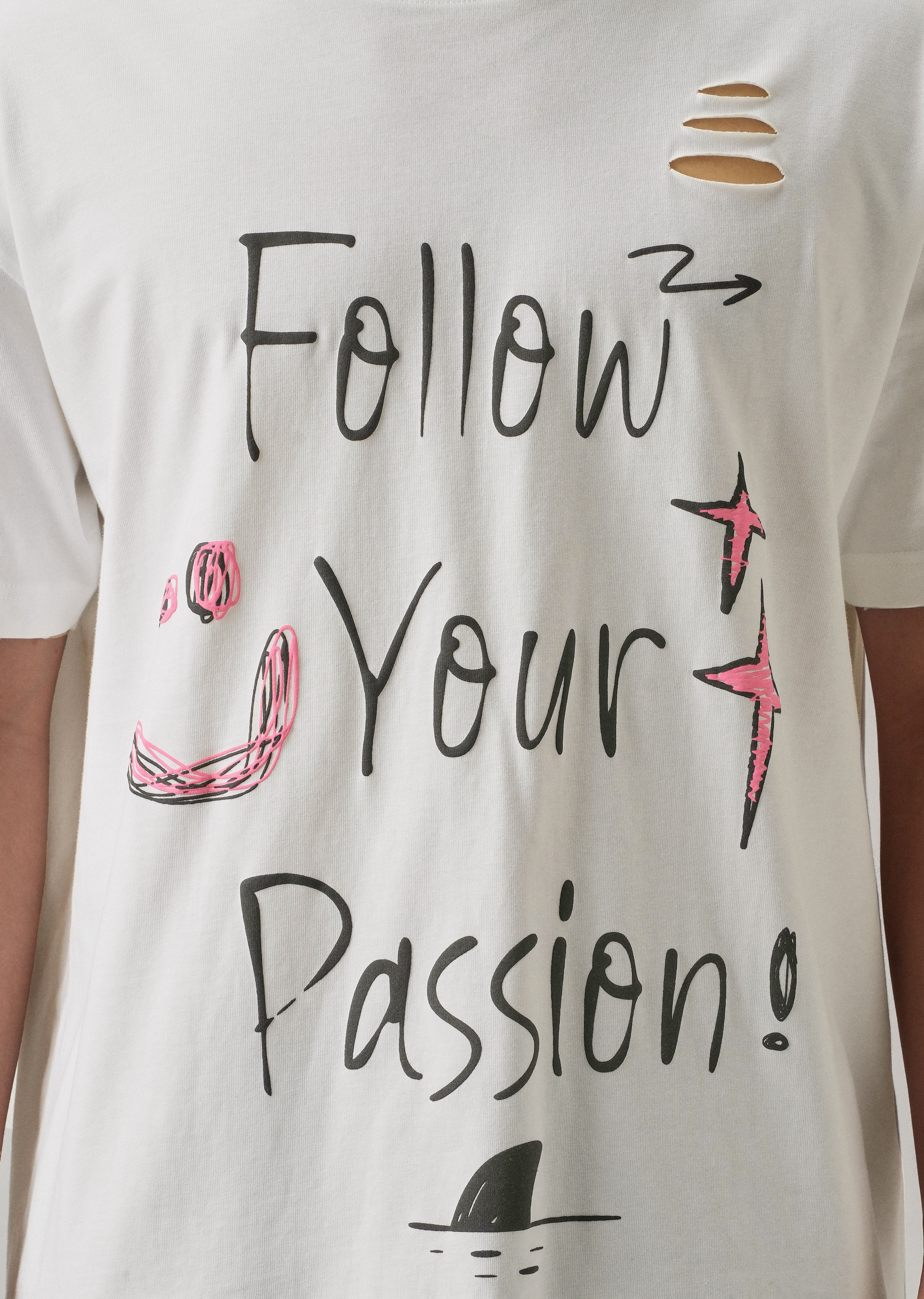 Pearl White Back Printed Oversized T-Shirt