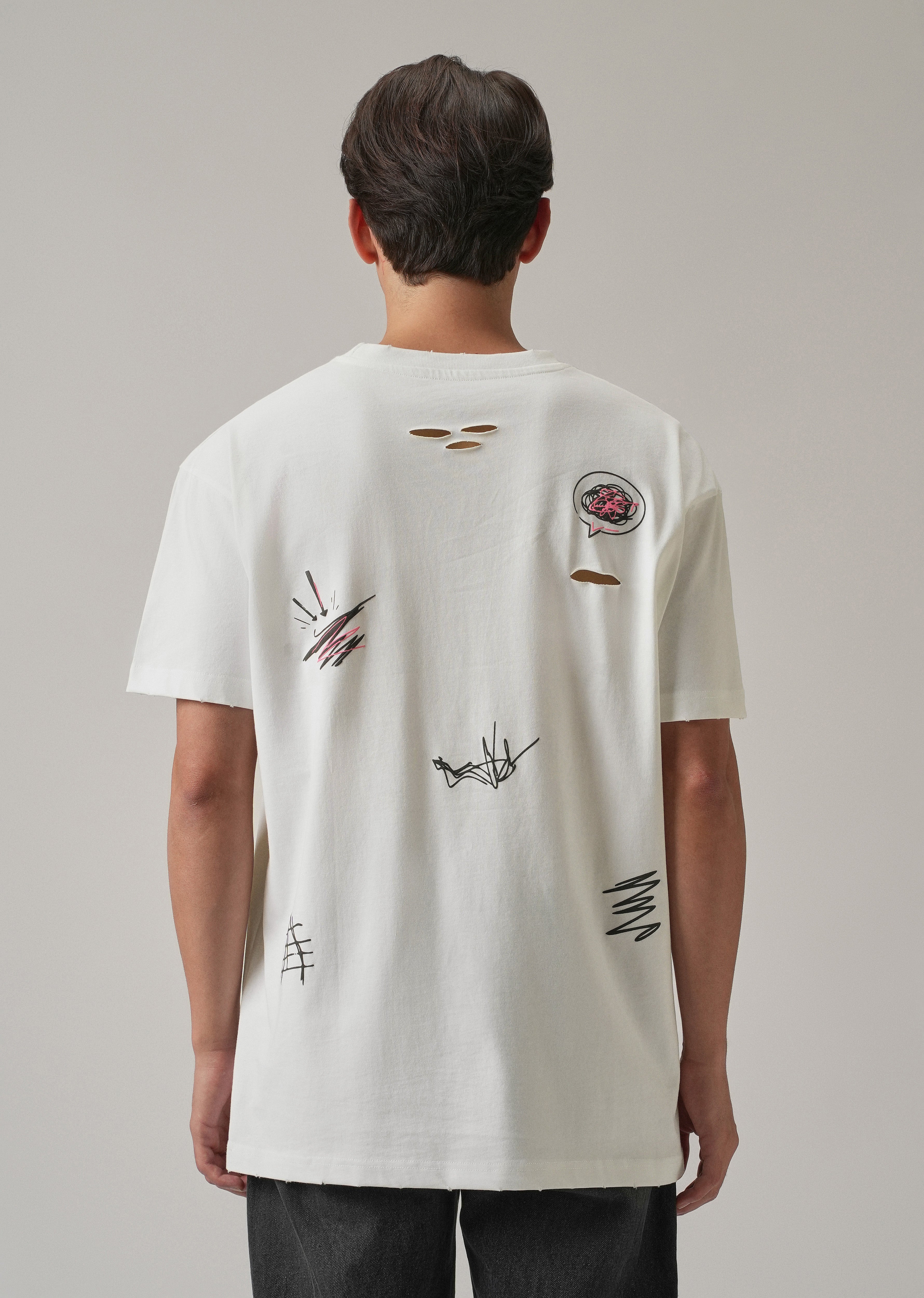 Pearl White Back Printed Oversized T-Shirt