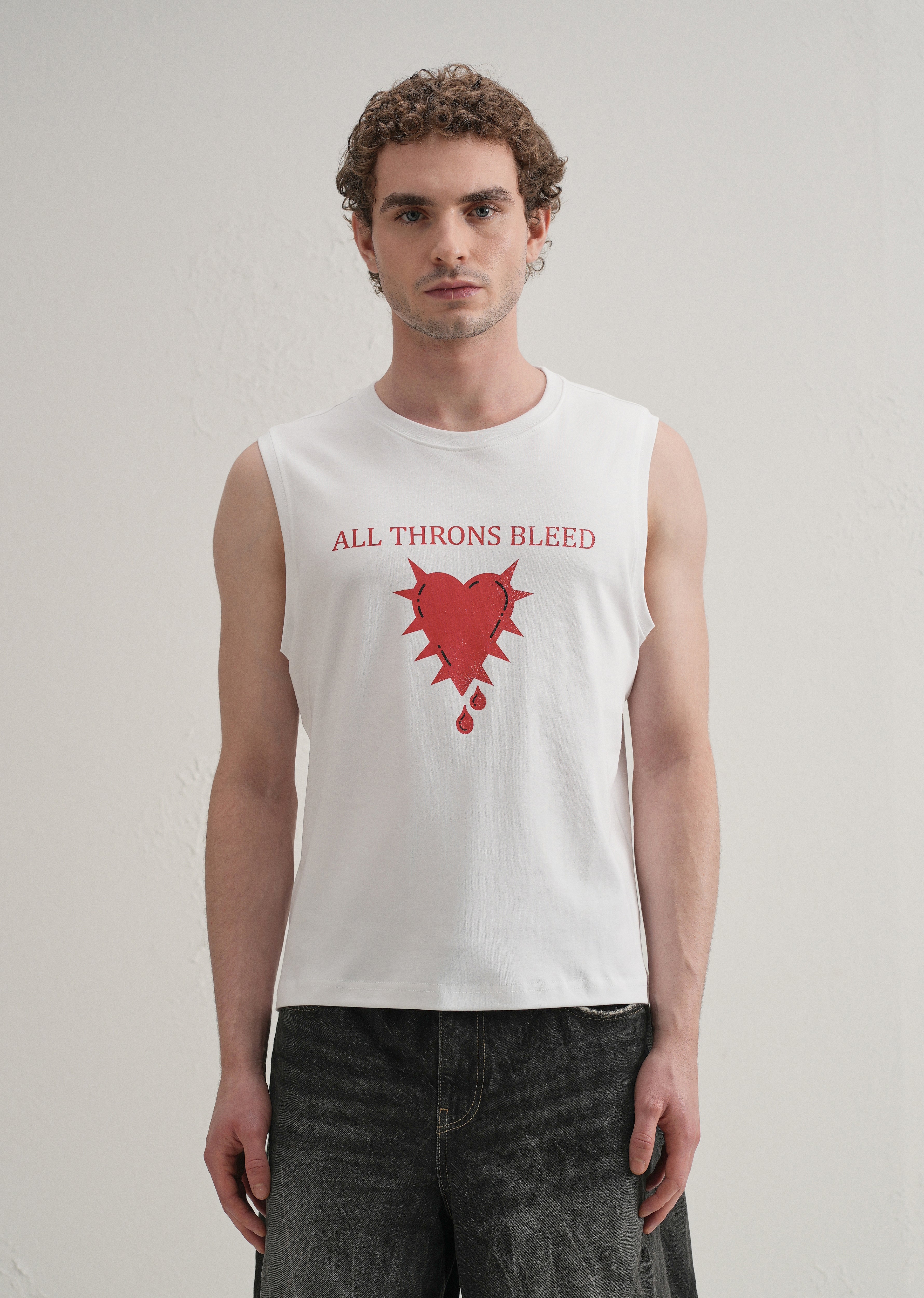 Pearl White Printed Tank