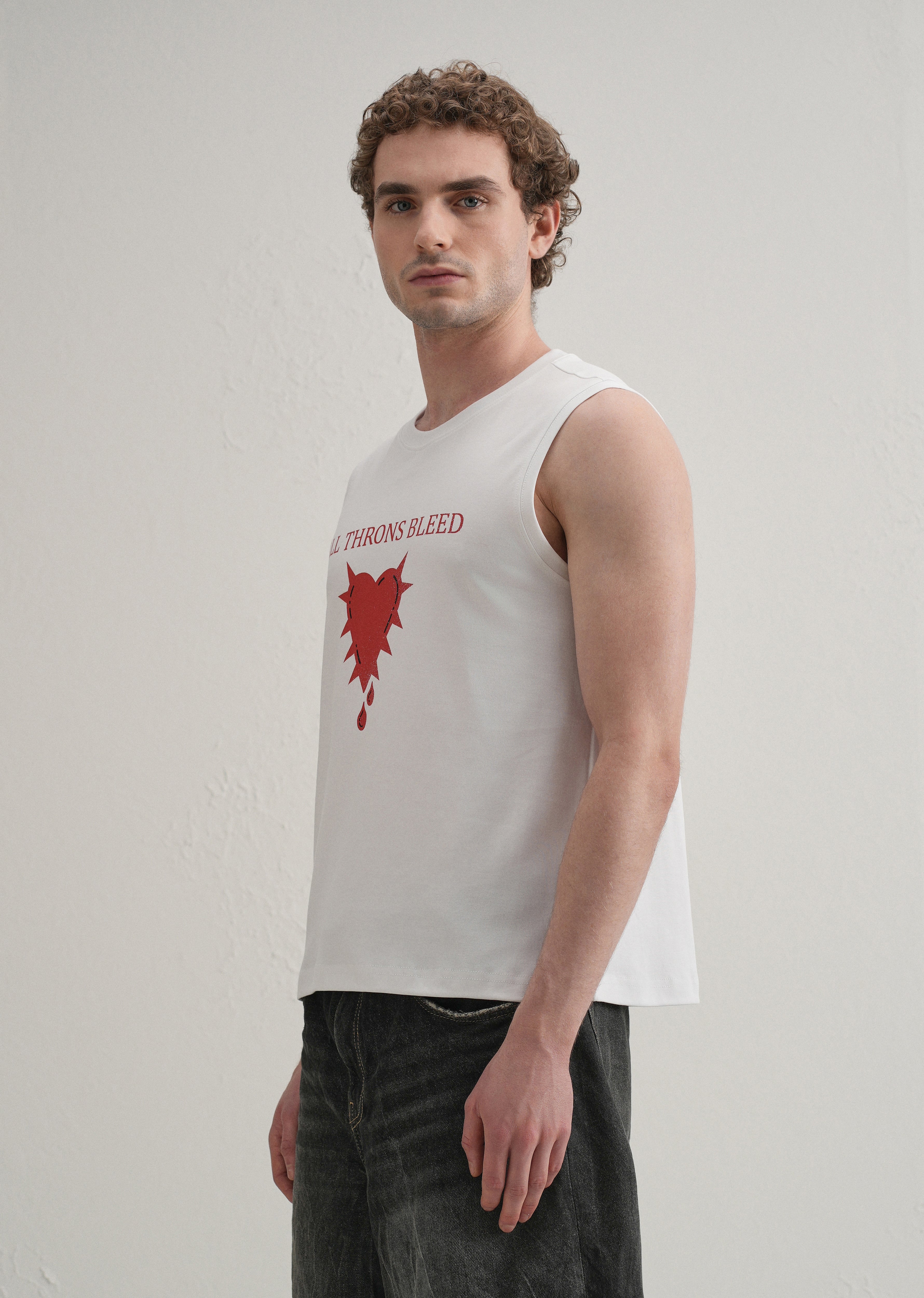 Pearl White Printed Tank