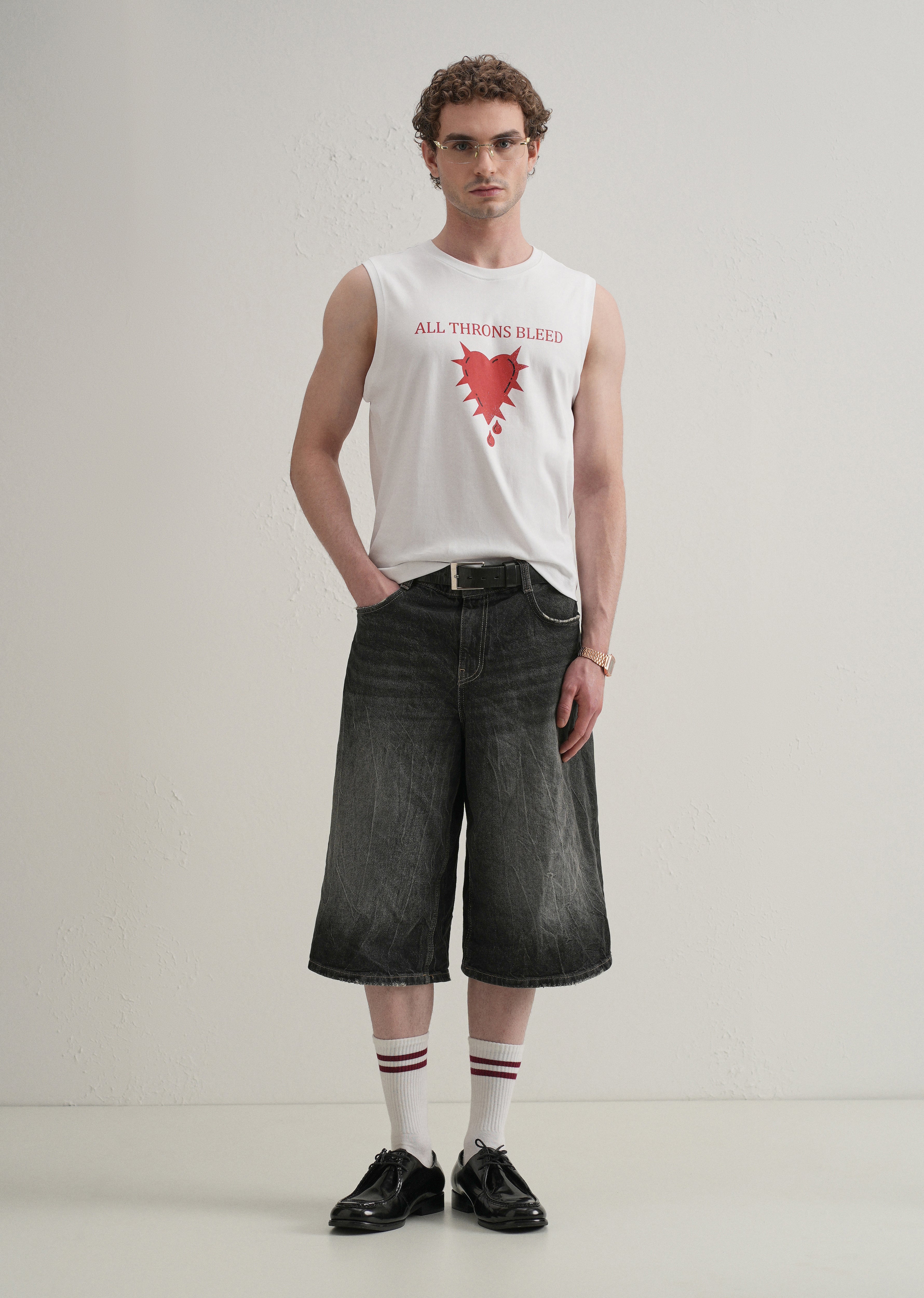 Pearl White Printed Tank