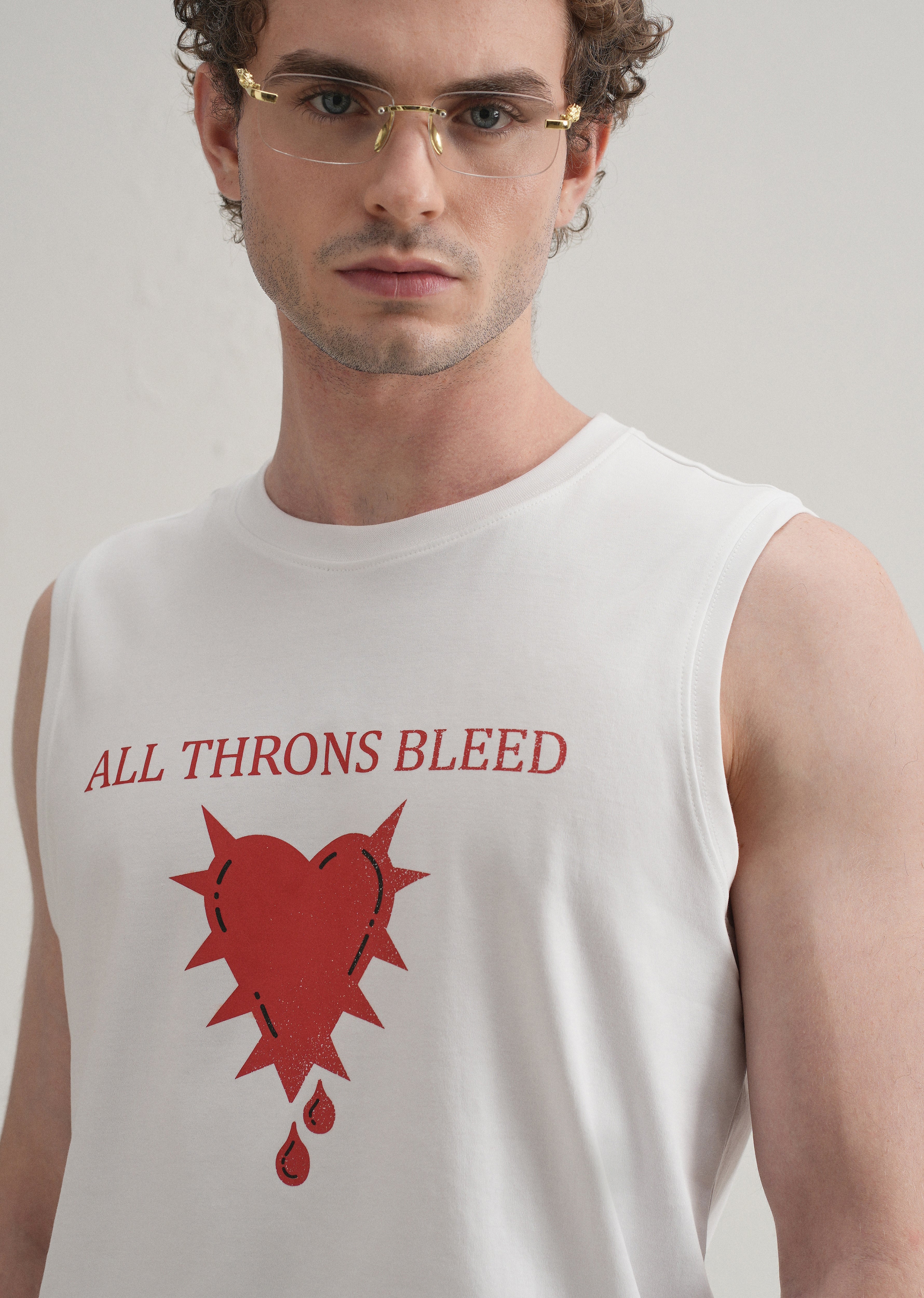 Pearl White Printed Tank