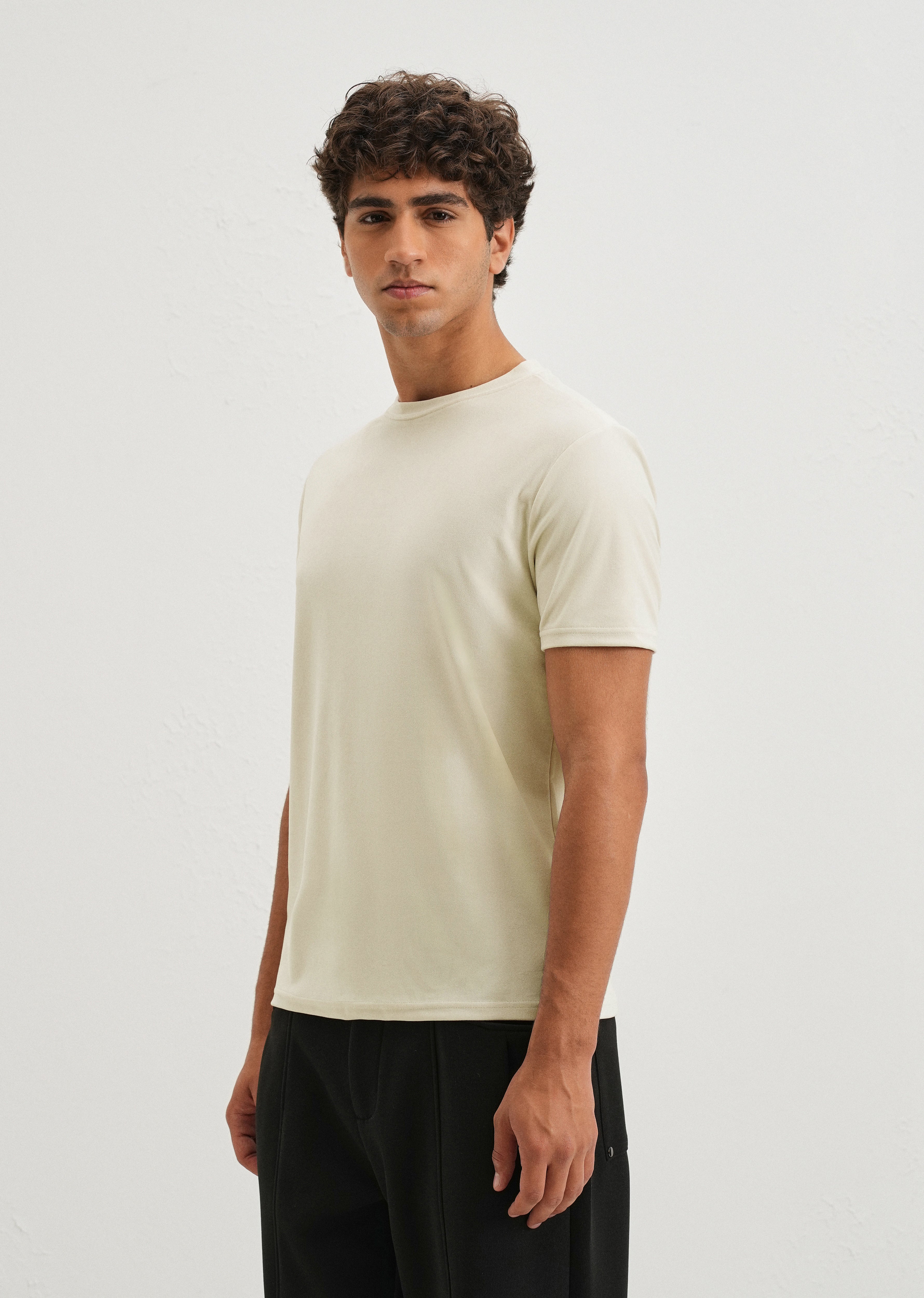 Pearled Ivory Plain Suede T-shirt