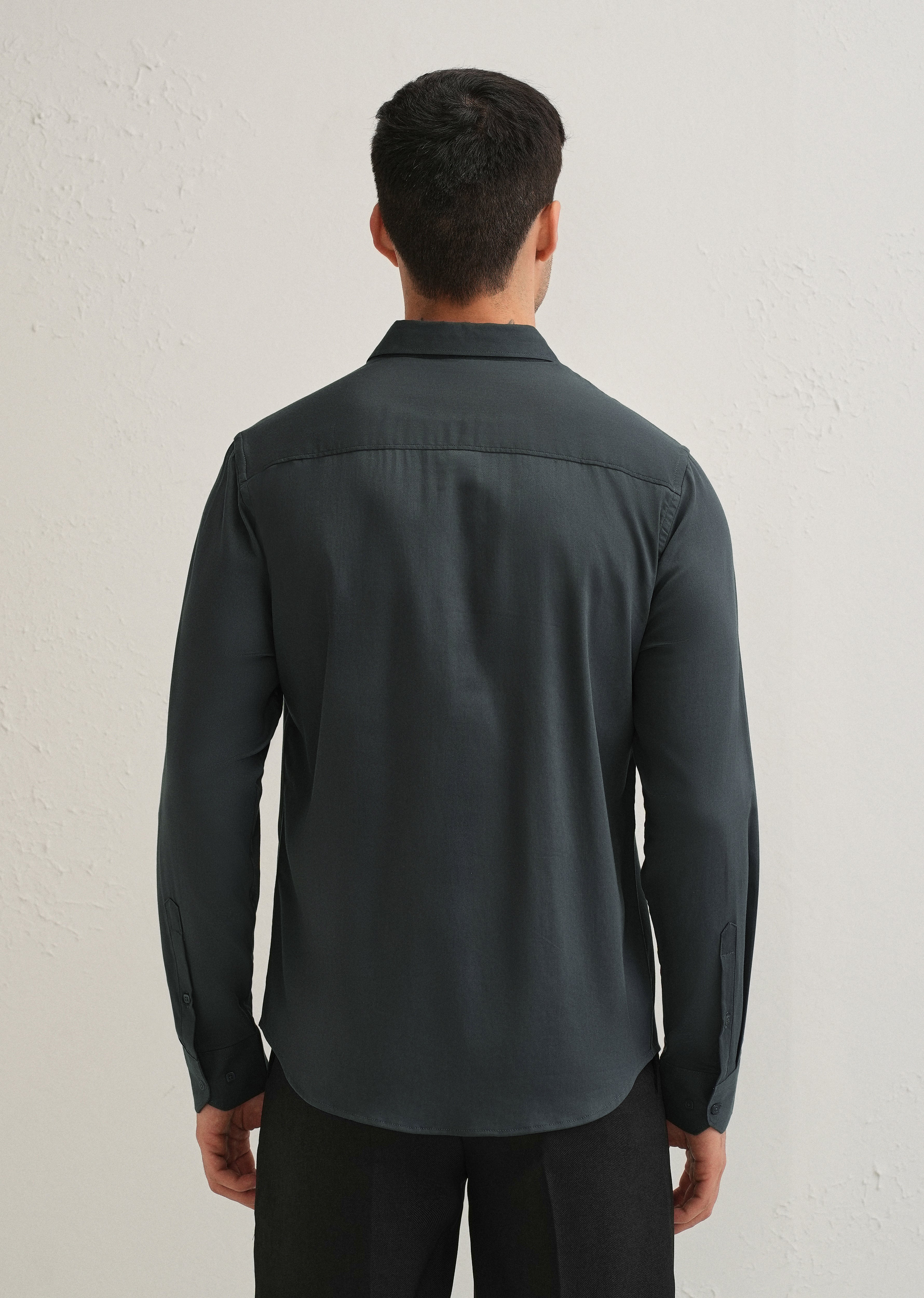 Pebble Grey Front Panel Open Pleat Shirt
