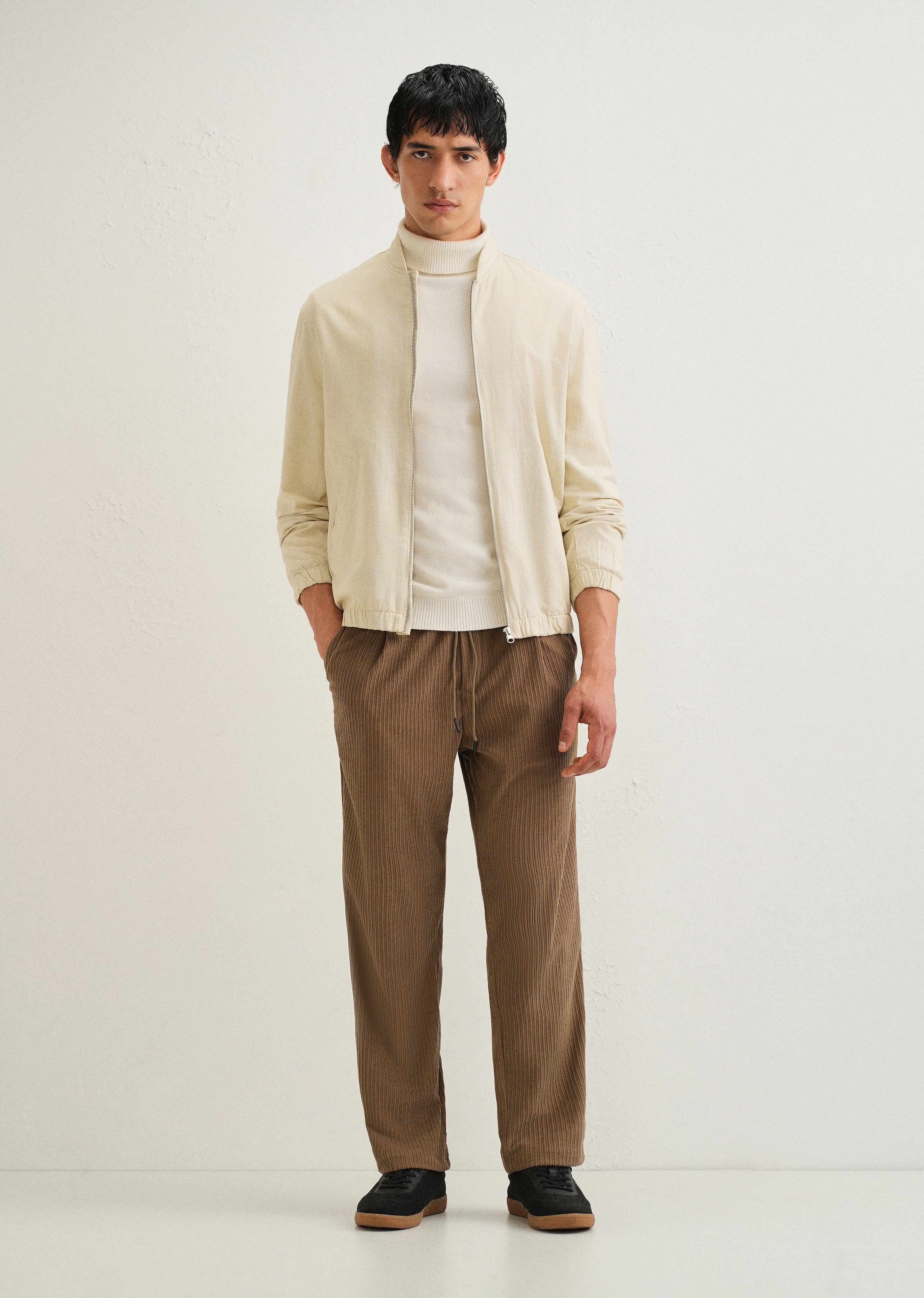 Peru Brown Drawstring Corduroy Pant