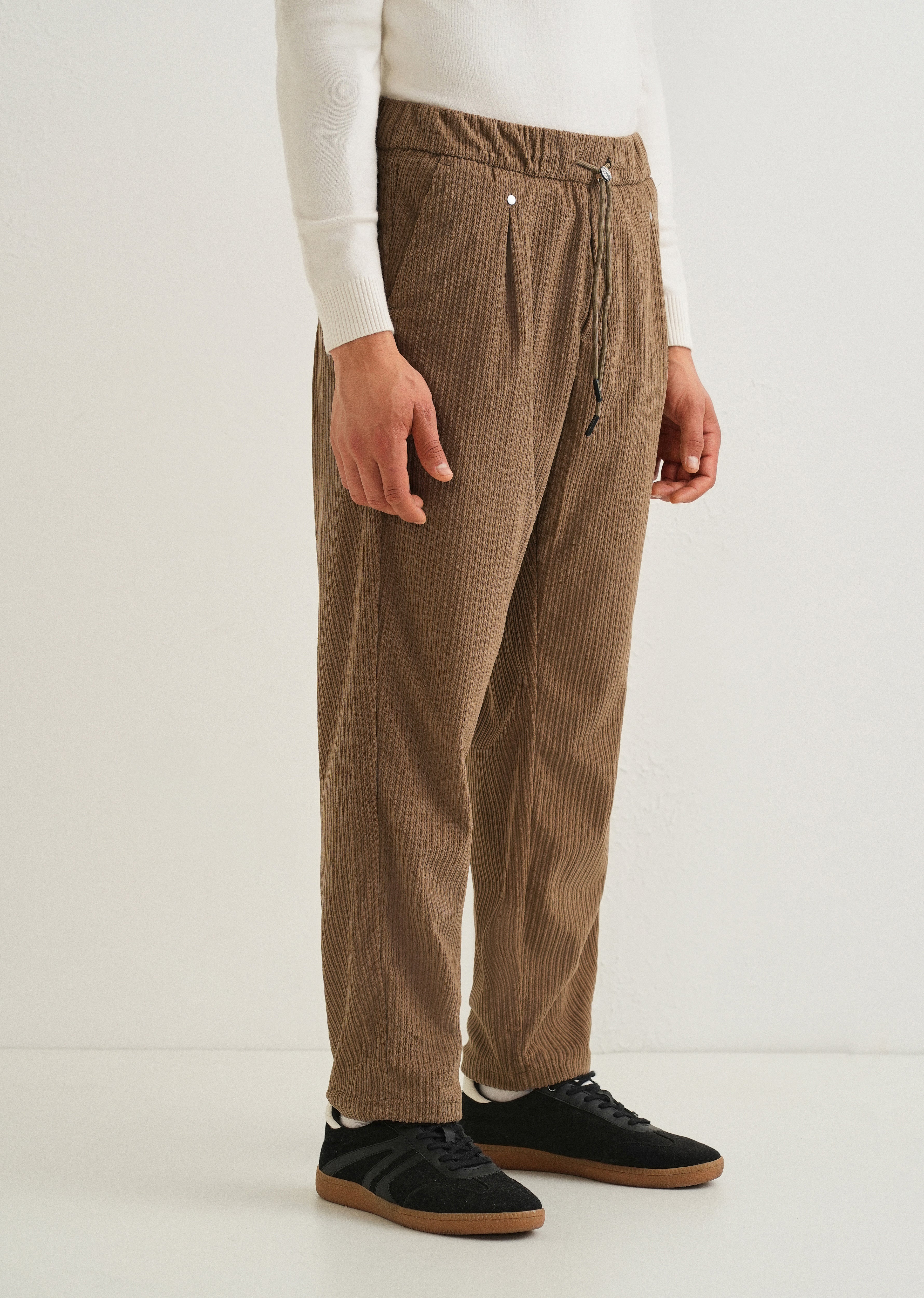Peru Brown Drawstring Corduroy Pant