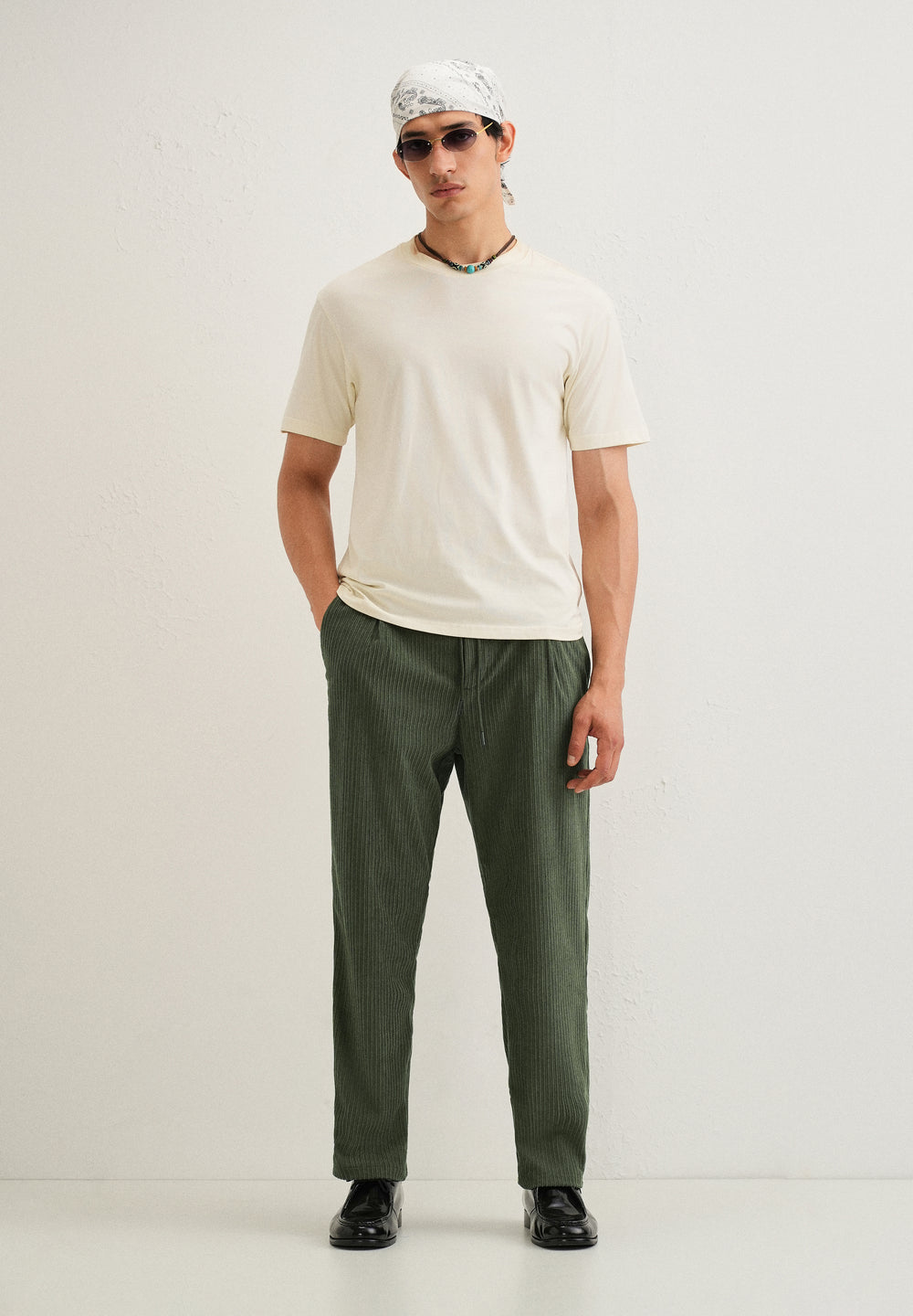 Pine Green Drawstring Corduroy Pant