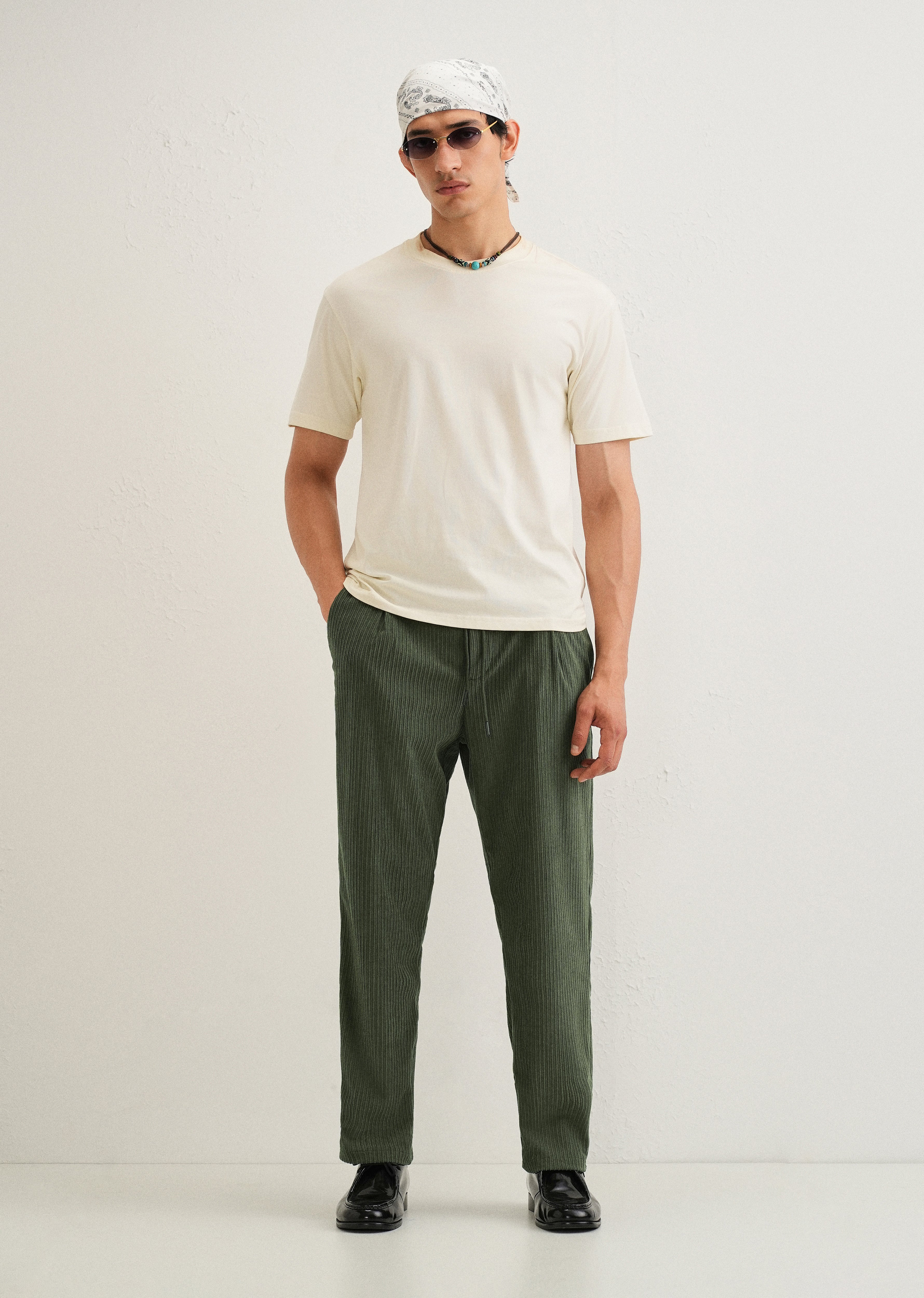 Pine Green Drawstring Corduroy Pant