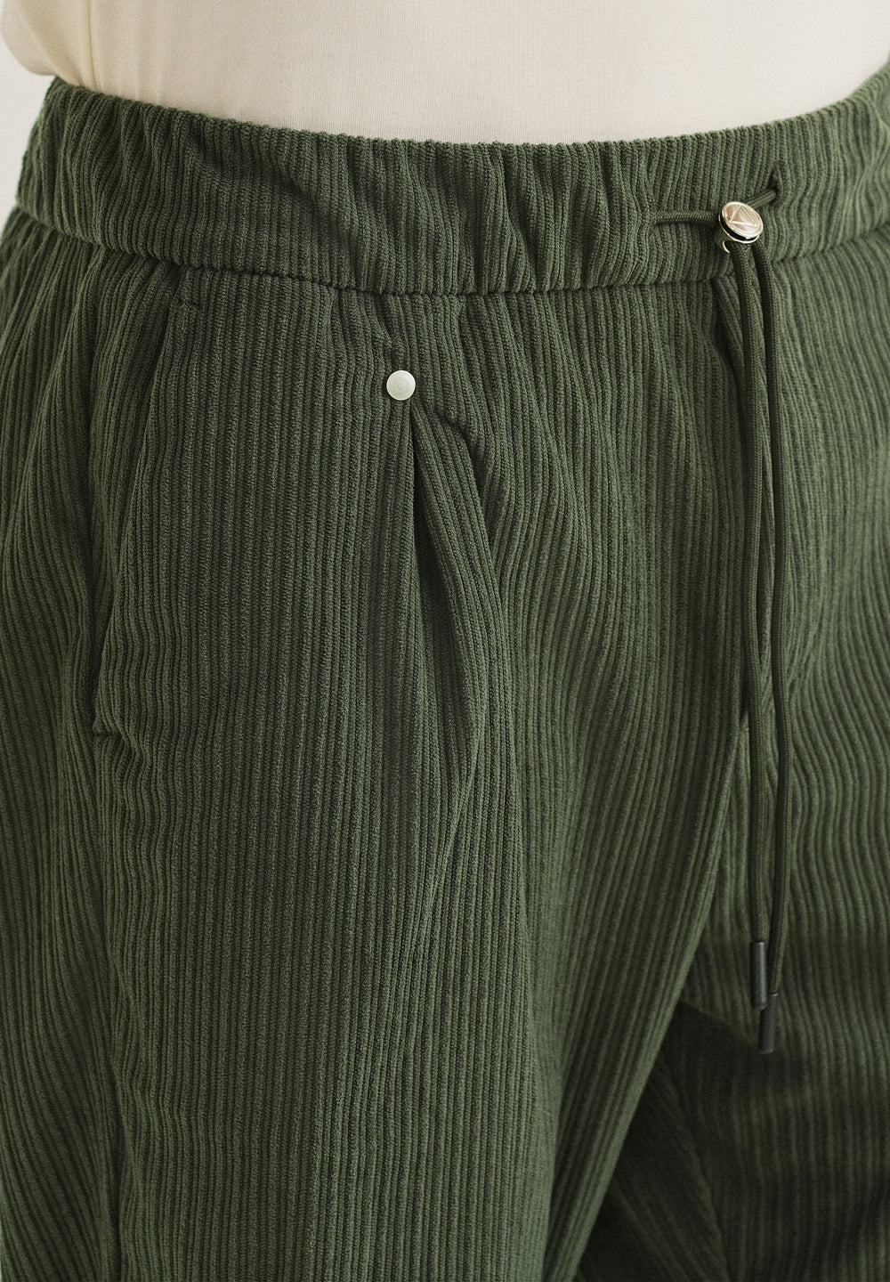 Pine Green Drawstring Corduroy Pant