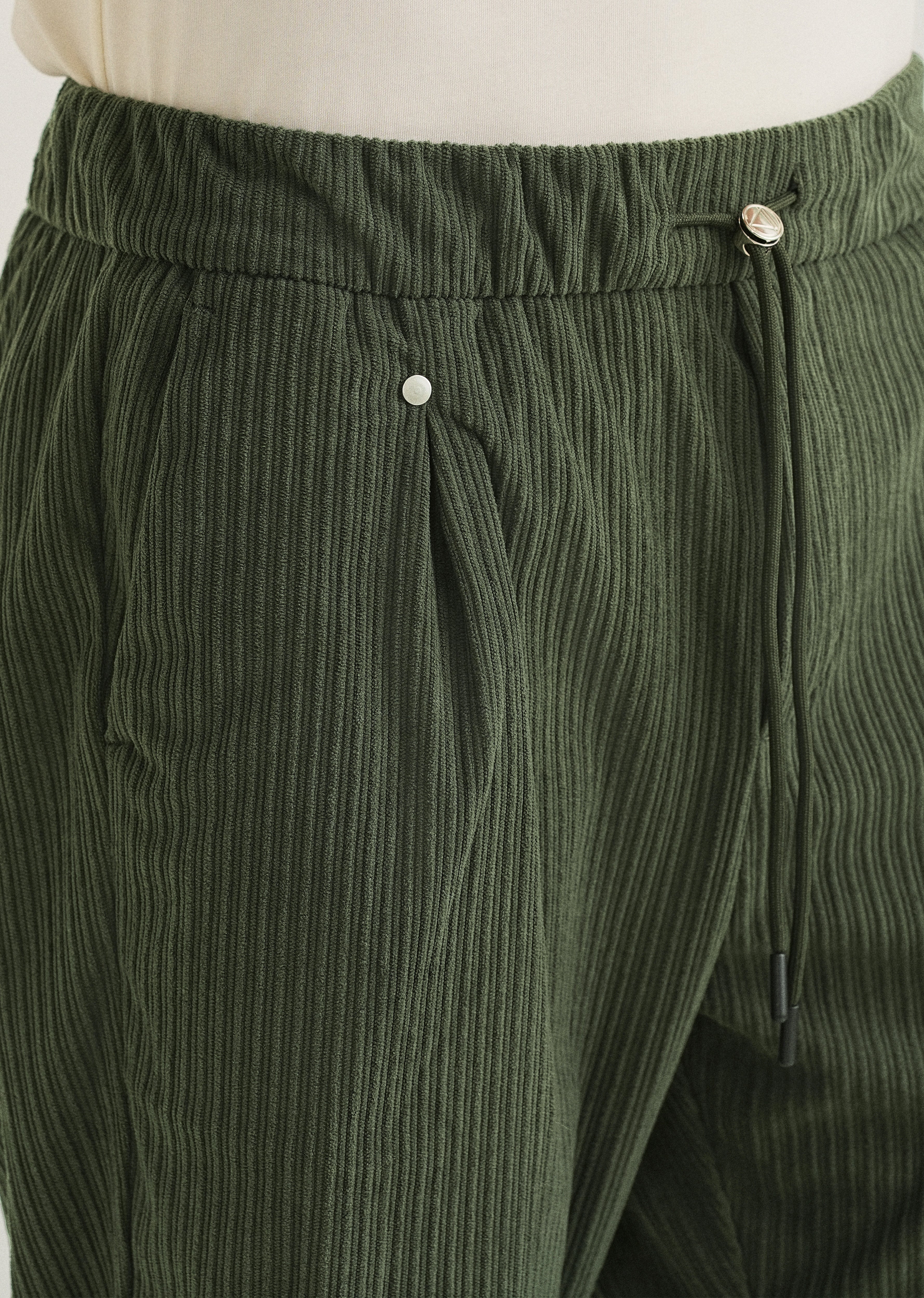 Pine Green Drawstring Corduroy Pant