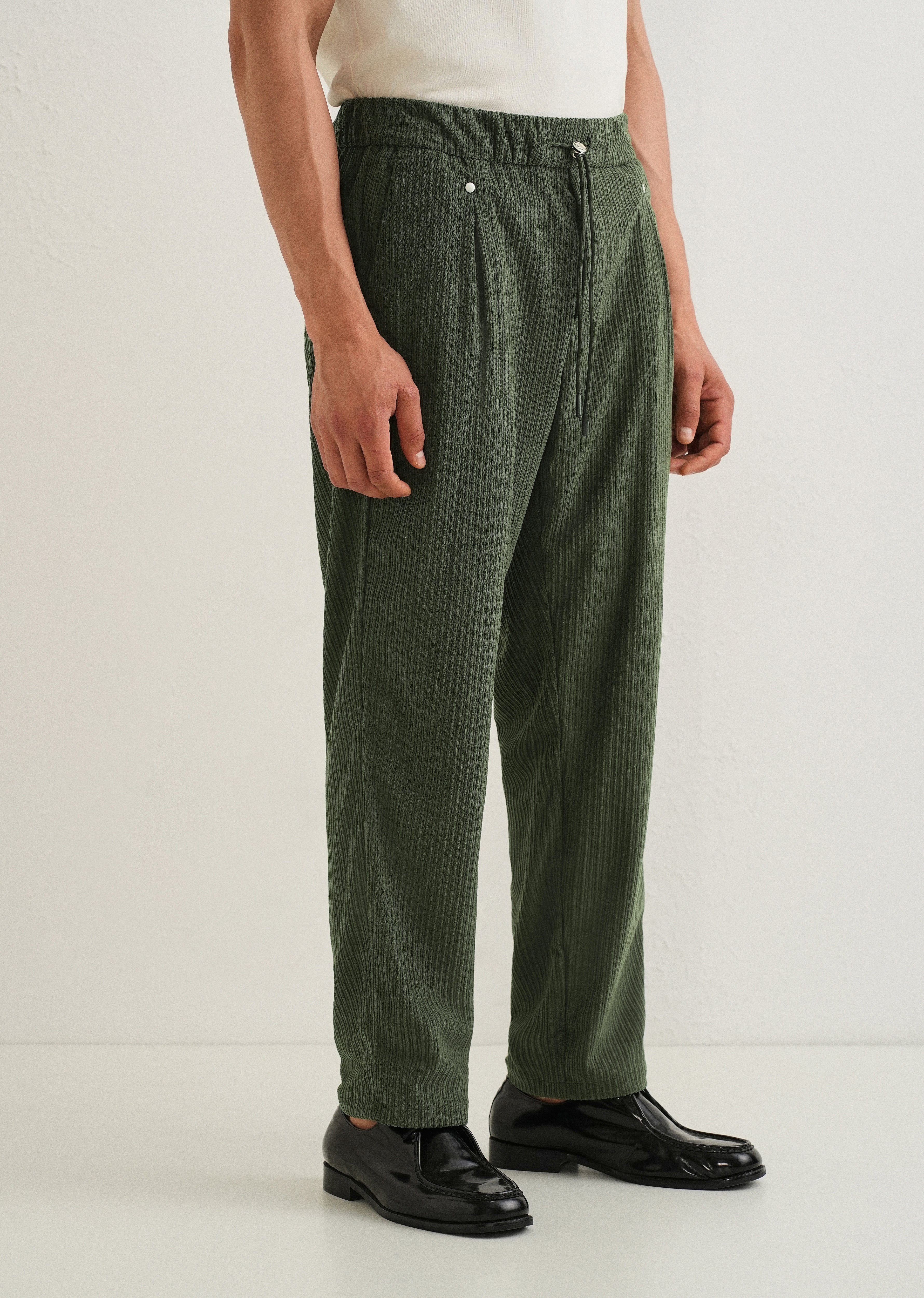 Pine Green Drawstring Corduroy Pant