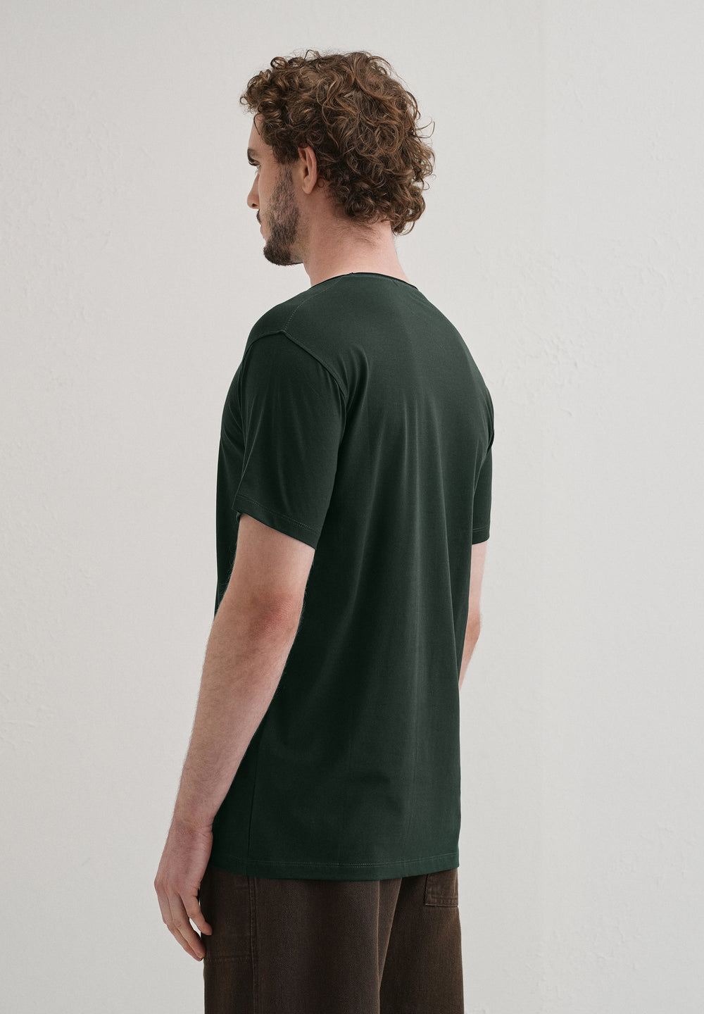 Pine Green Plain Crew neck T-shirt