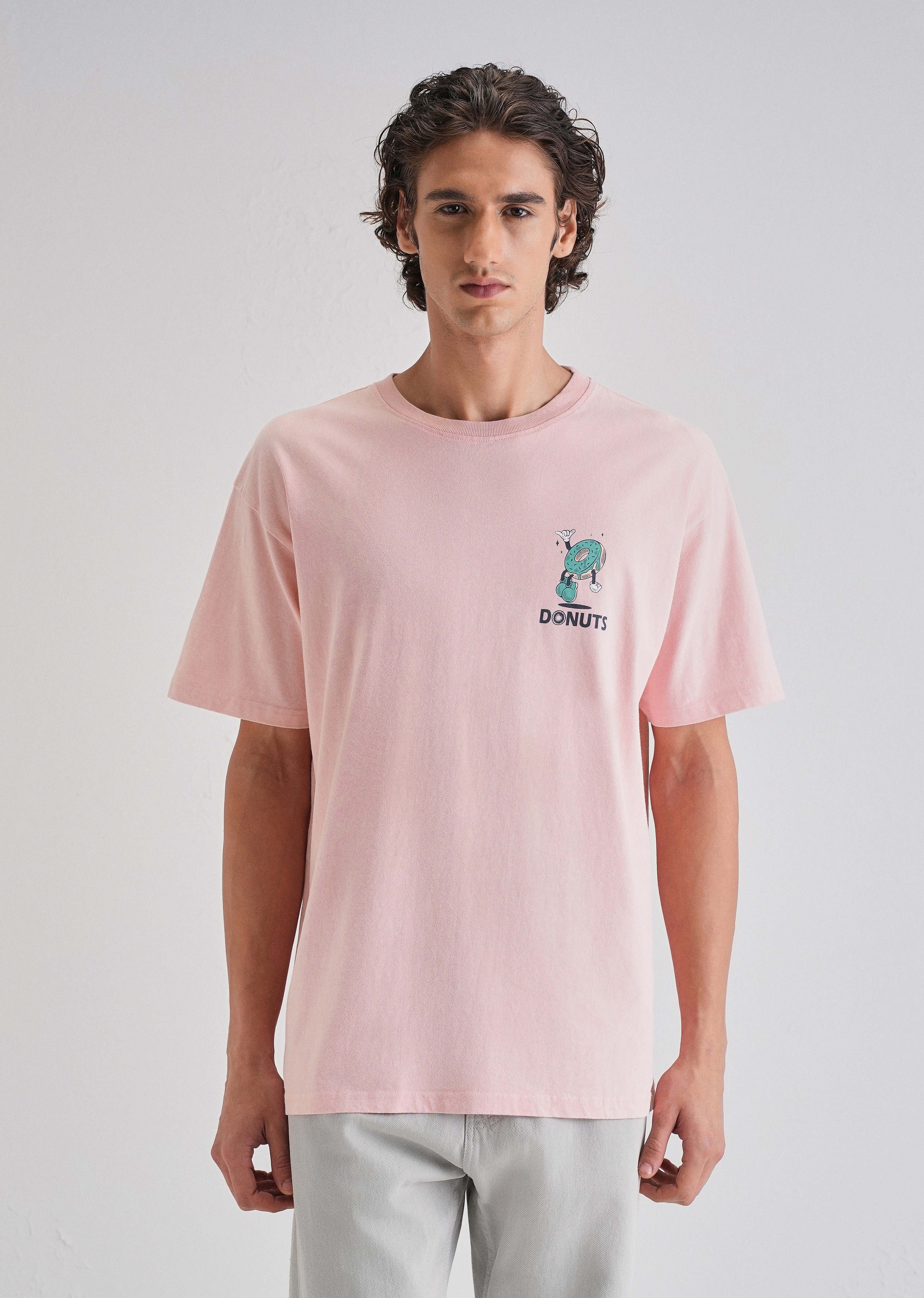 Pink Back Graphic Printed Oversized T-shirt