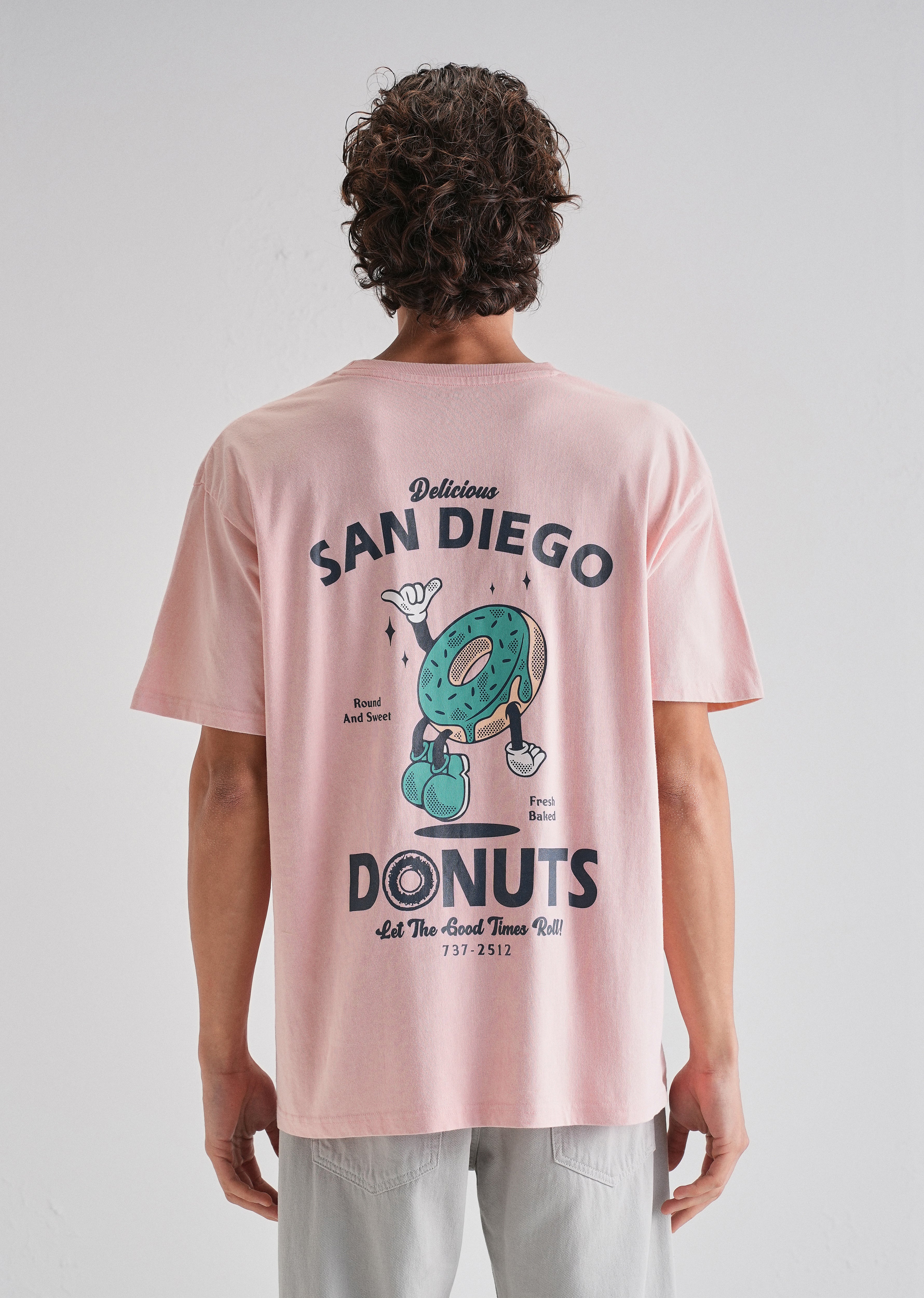 Pink Back Graphic Printed Oversized T-shirt