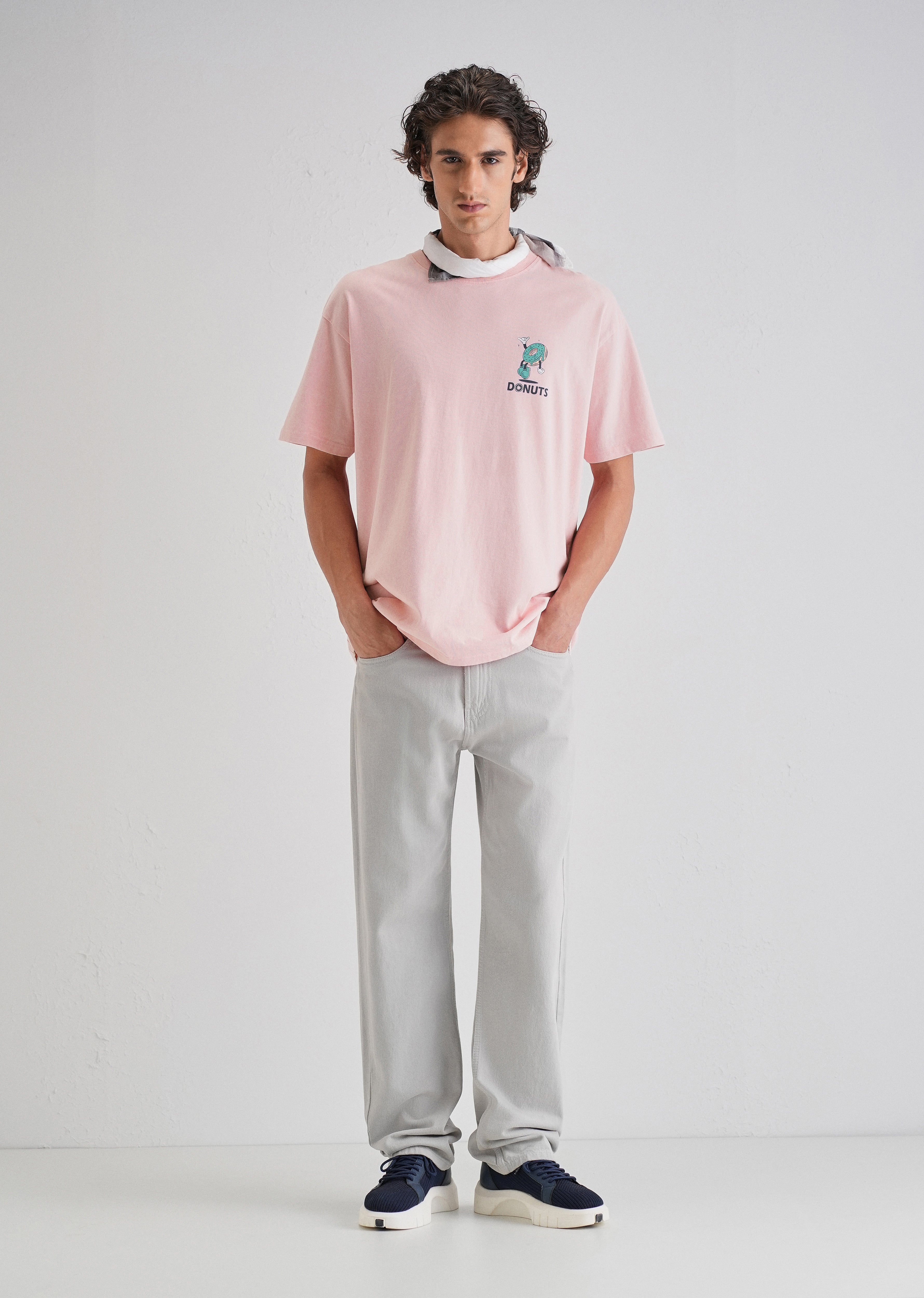 Pink Back Graphic Printed Oversized T-shirt