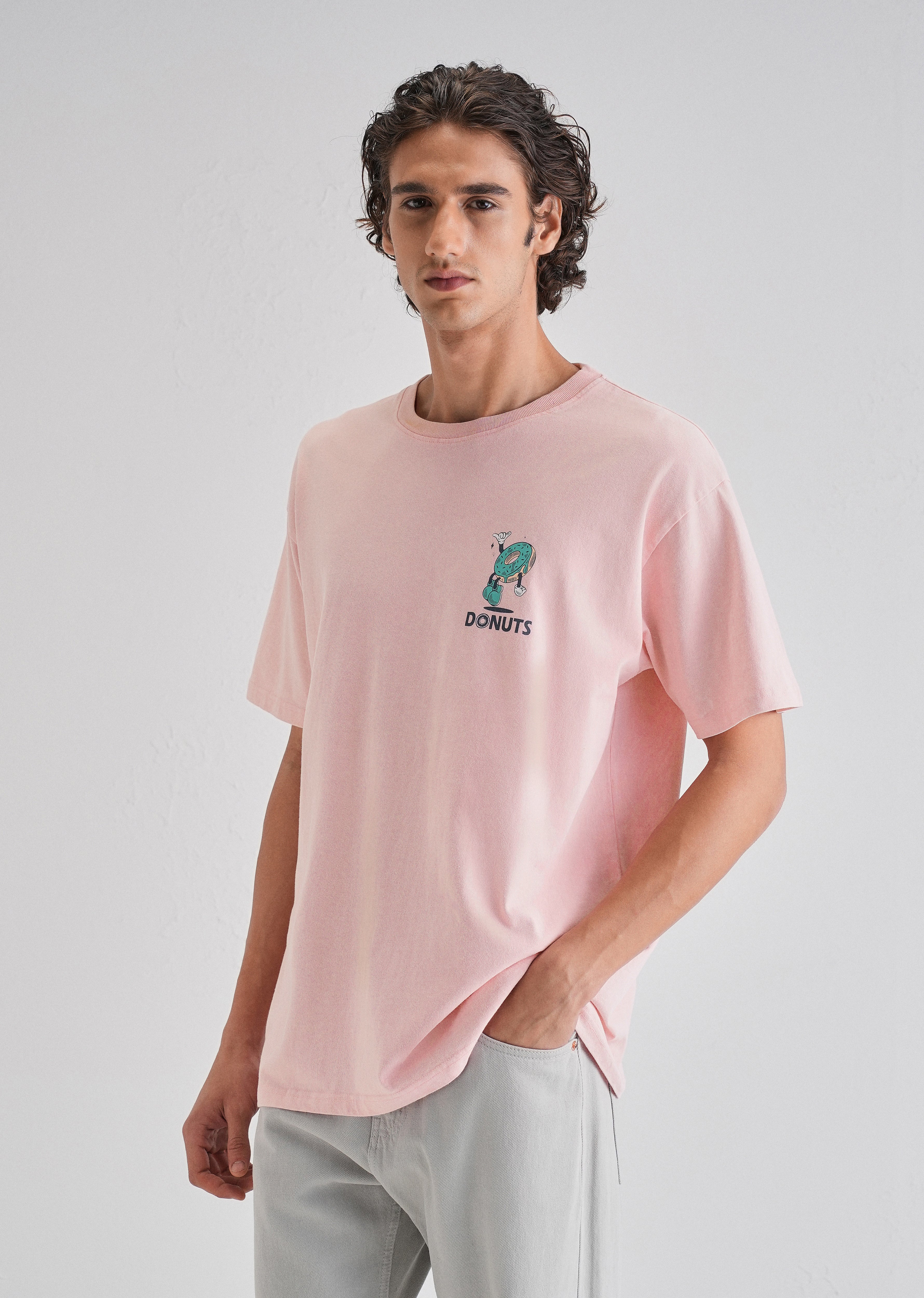 Pink Back Graphic Printed Oversized T-shirt