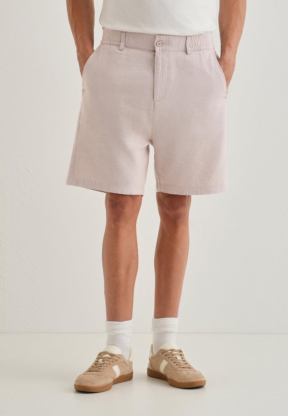 Pink Beige Linen Shorts