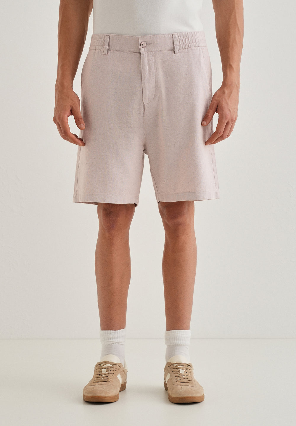 Pink Beige Linen Shorts