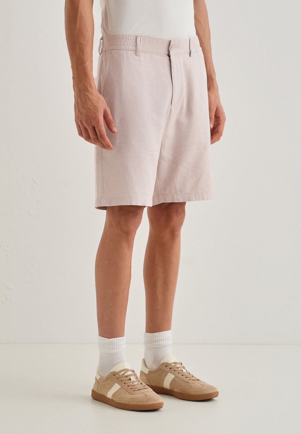 Pink Beige Linen Shorts