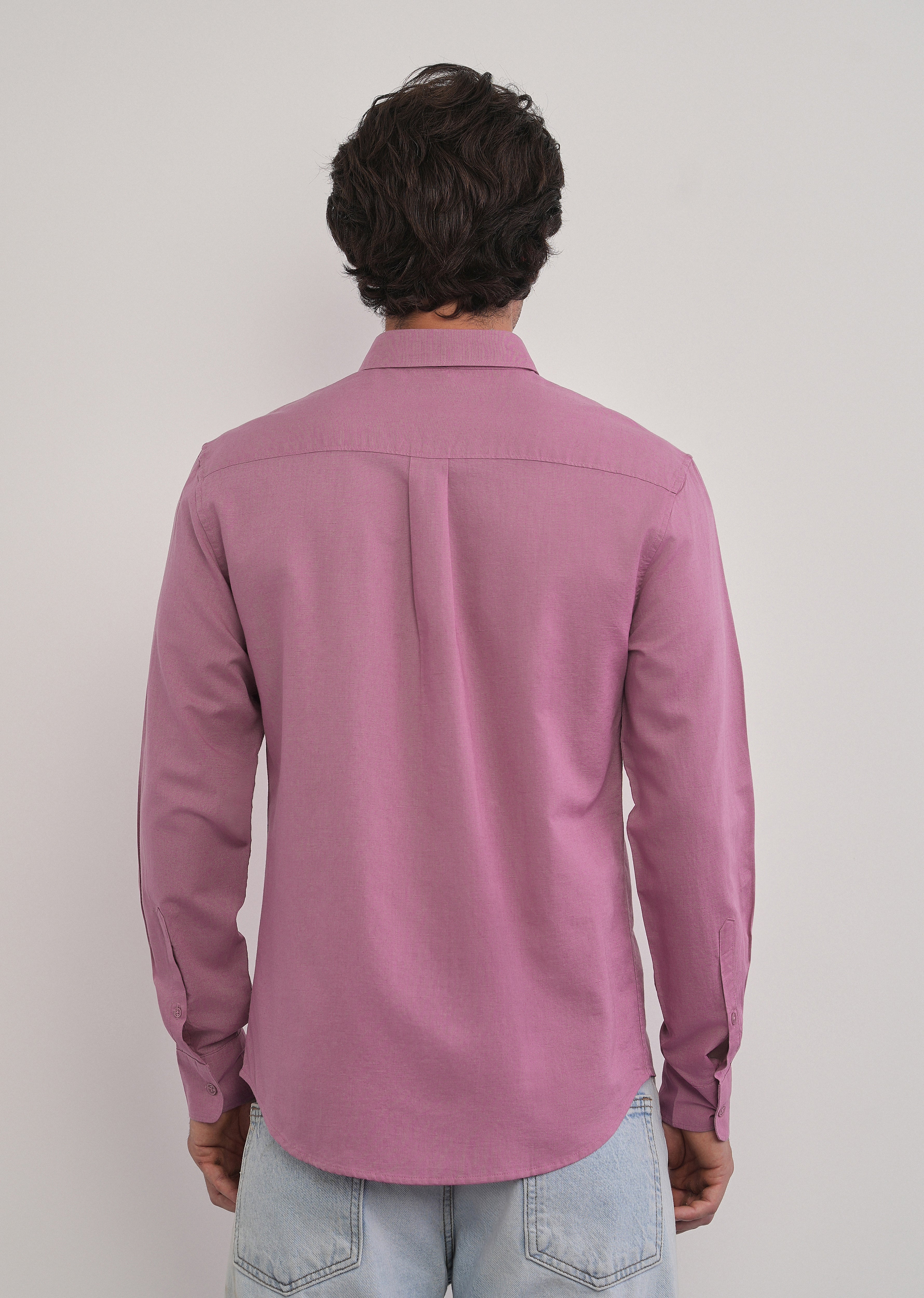 Pink Cotton Linen Plain Shirt