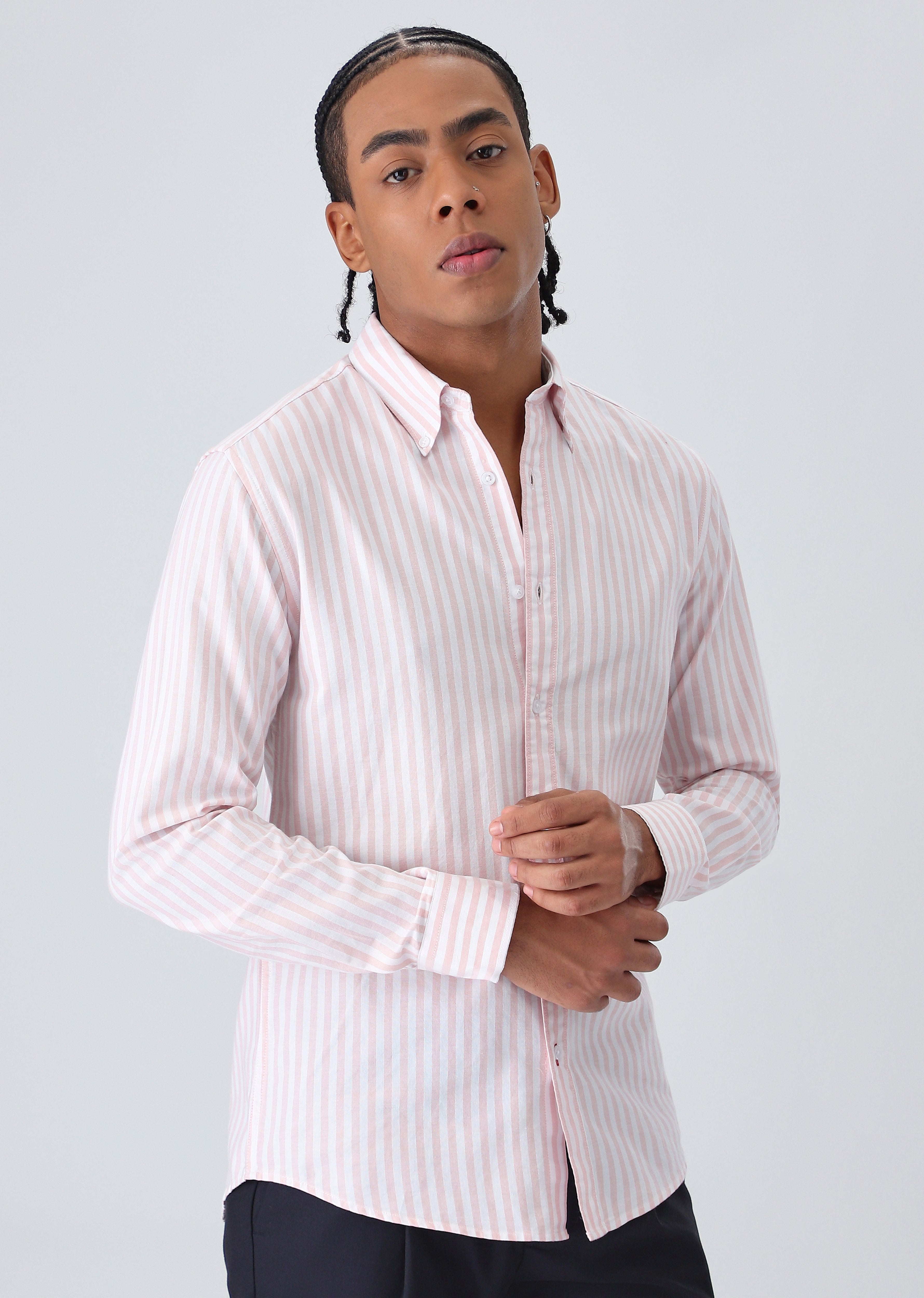 Pink Cotton Oxford Stripe Shirt