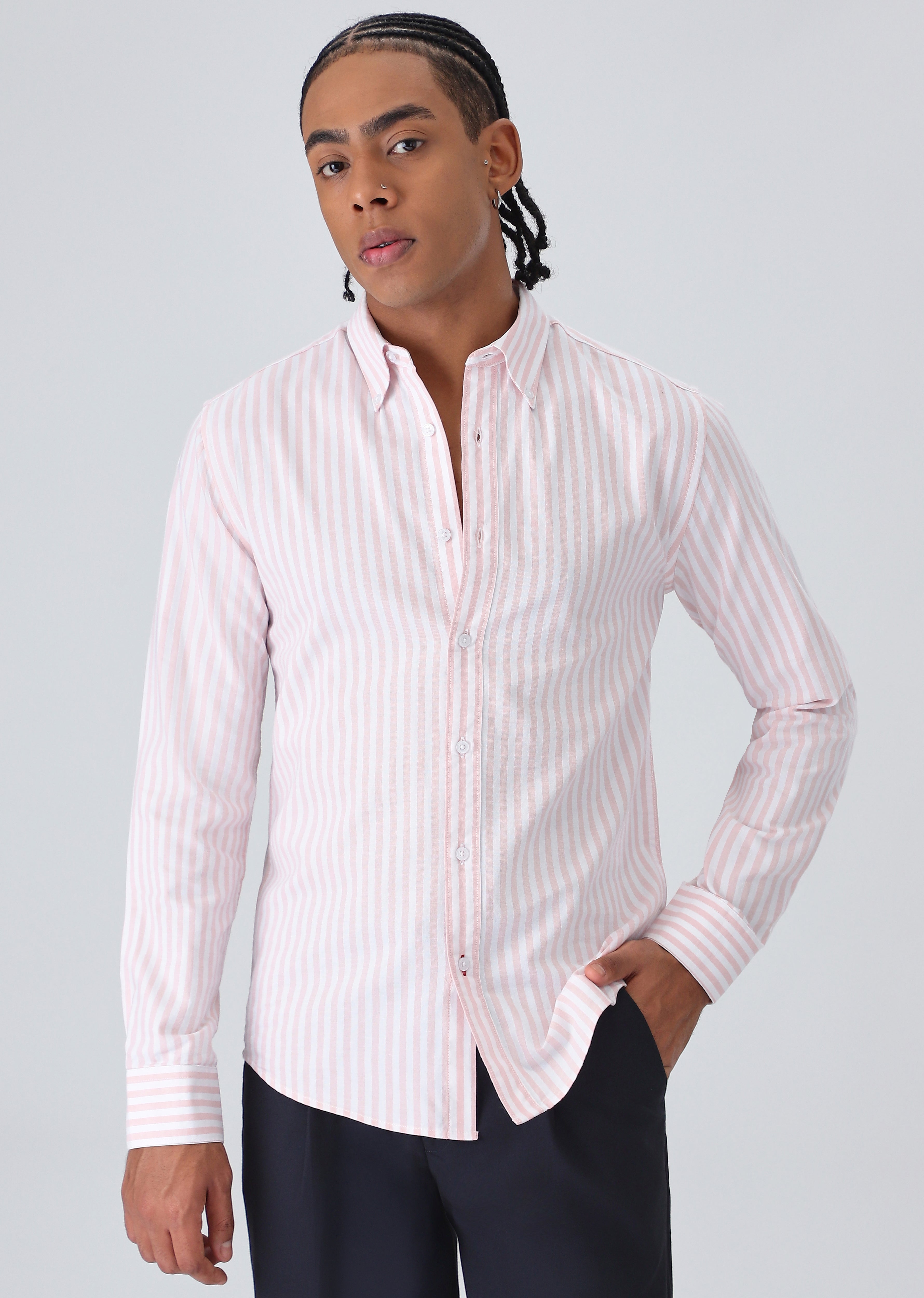 Pink Cotton Oxford Stripe Shirt