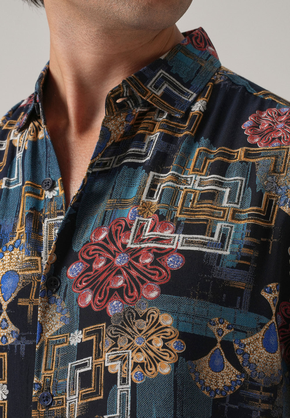 Pink Flora Grid Print Feather Shirt