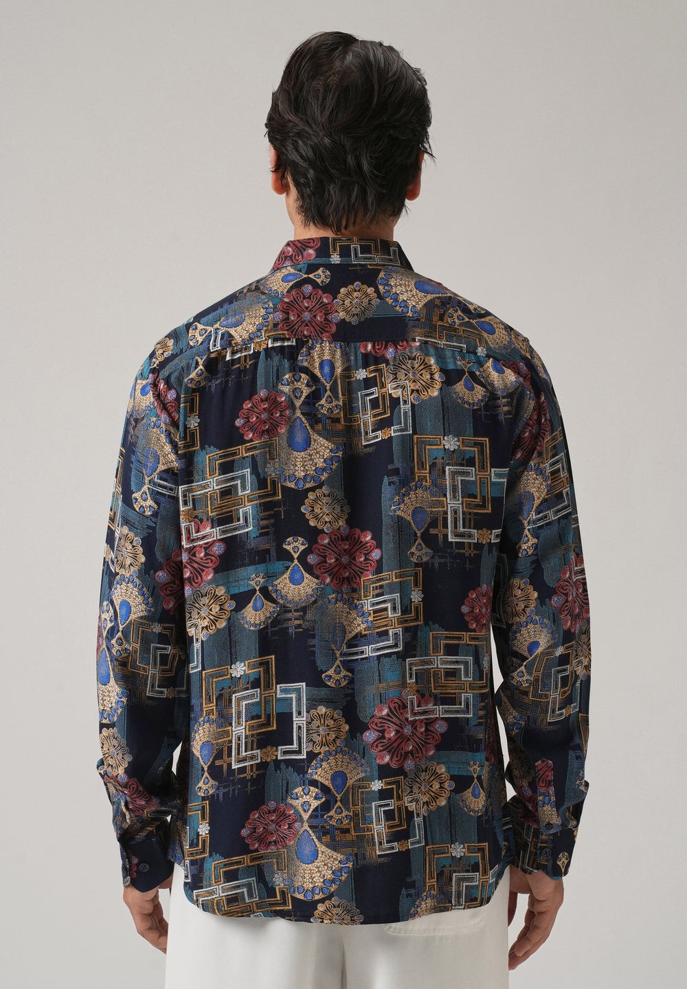 Pink Flora Grid Print Feather Shirt