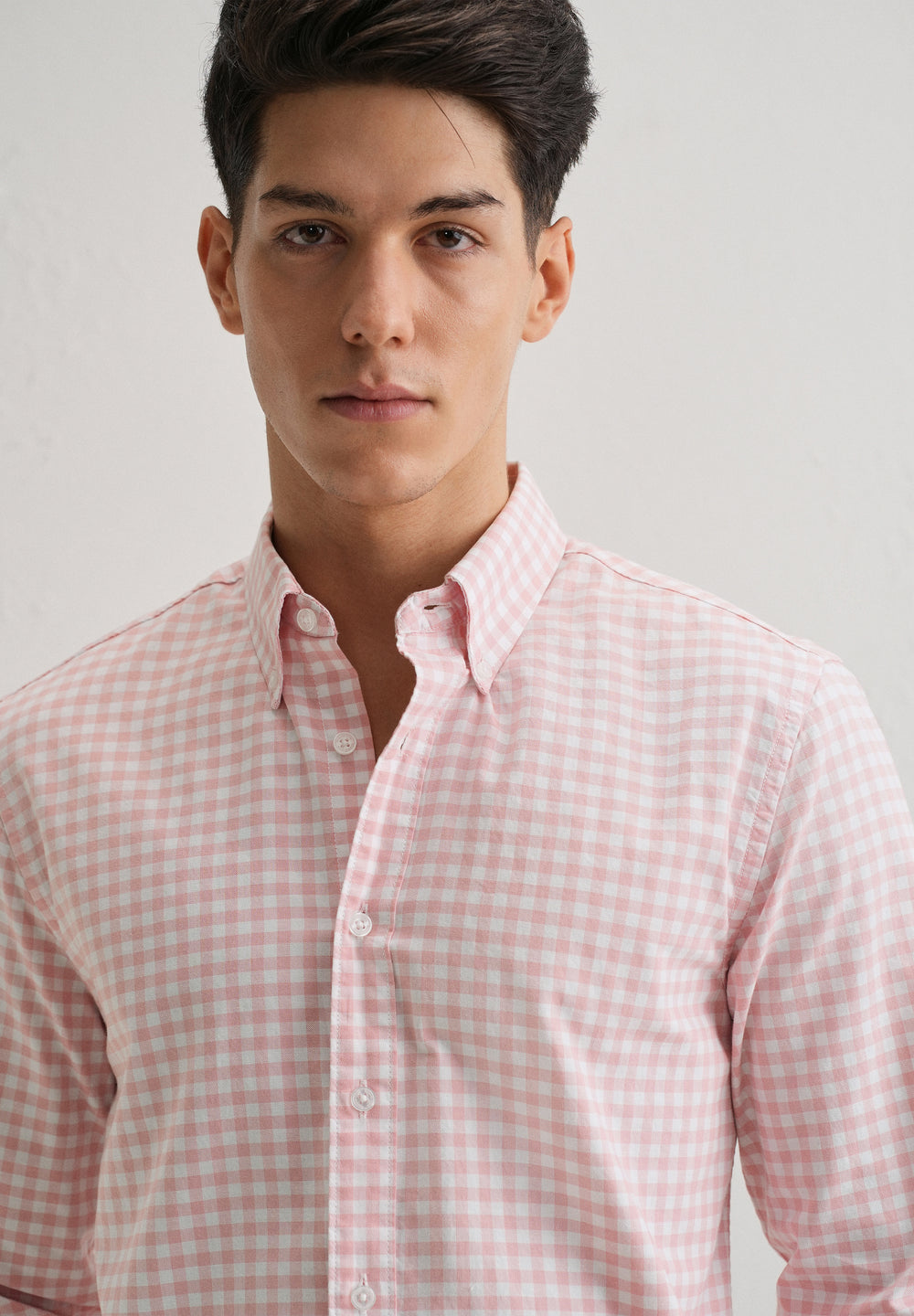 Pink Gingham Check Cotton Oxford Shirt
