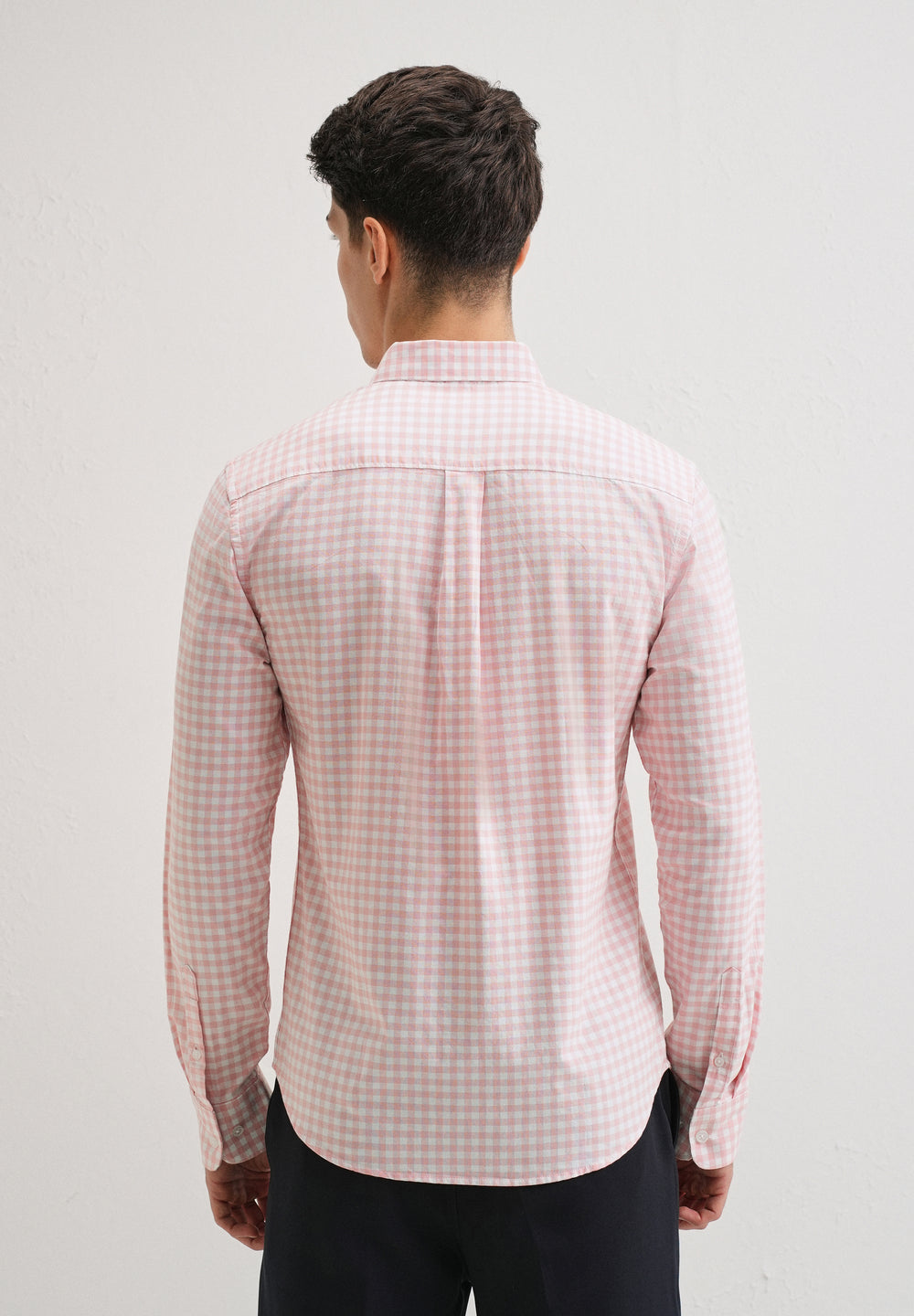 Pink Gingham Check Cotton Oxford Shirt