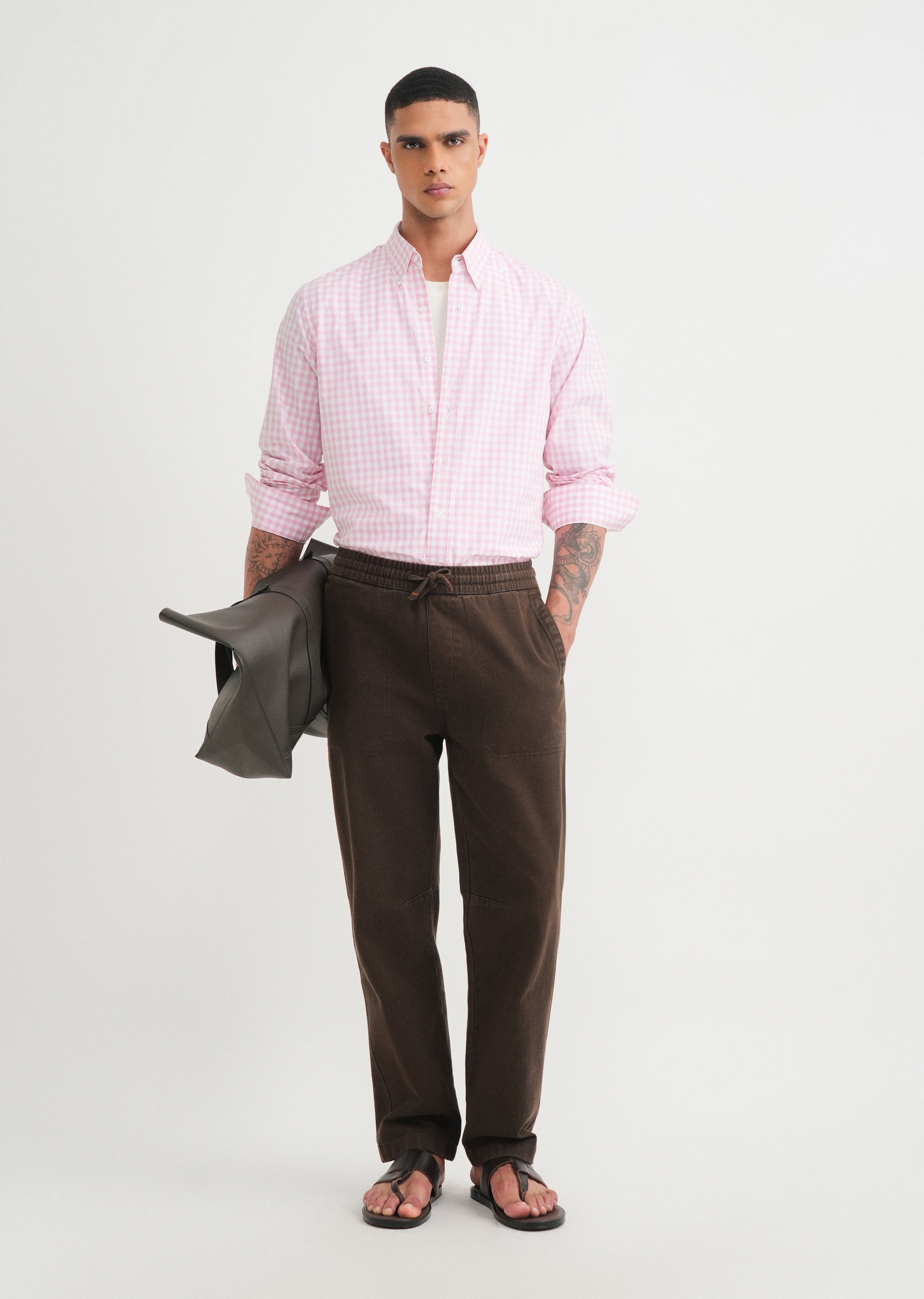 Pink Gingham Check Cotton Shirt