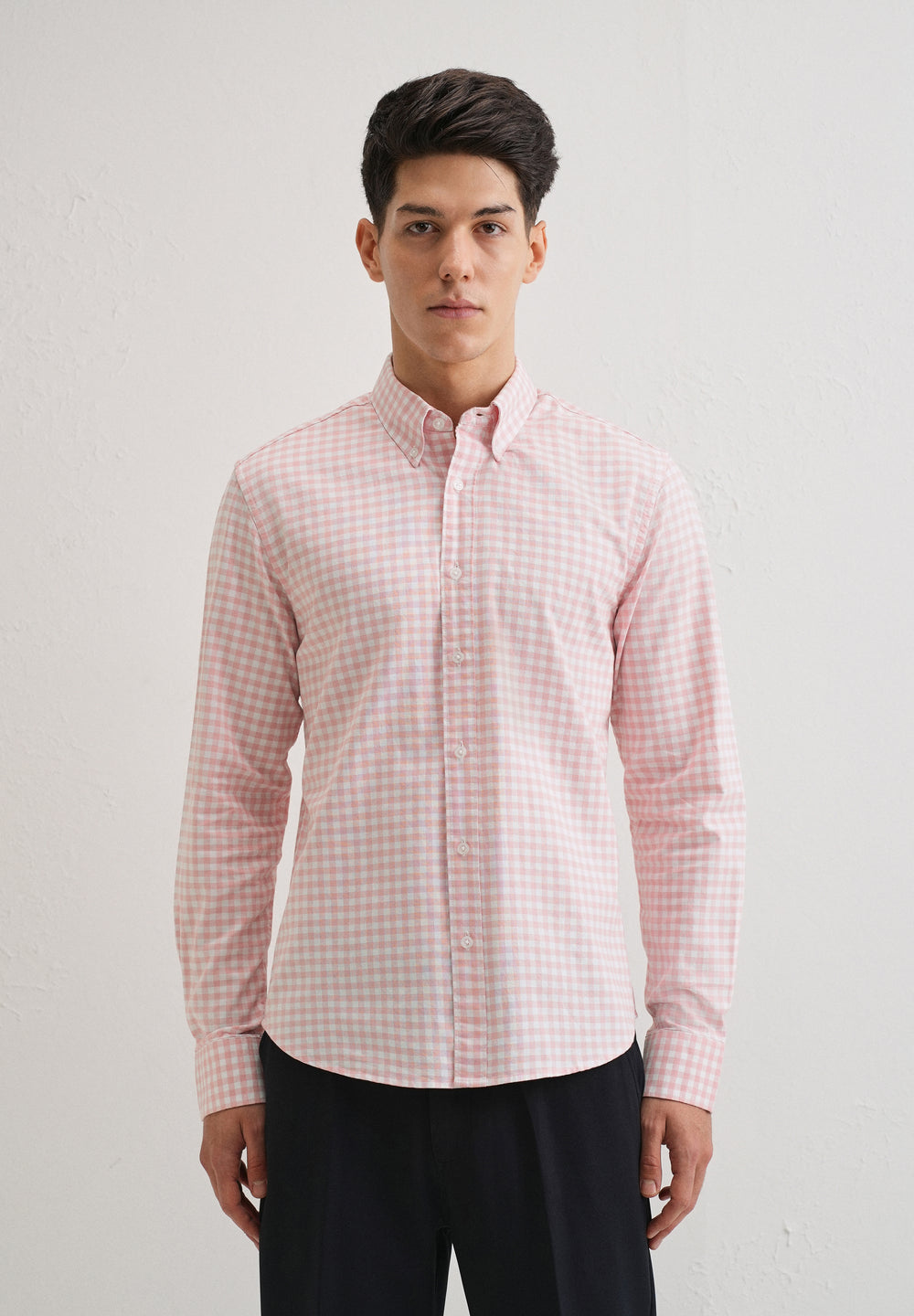 Pink Gingham Check Cotton Oxford Shirt