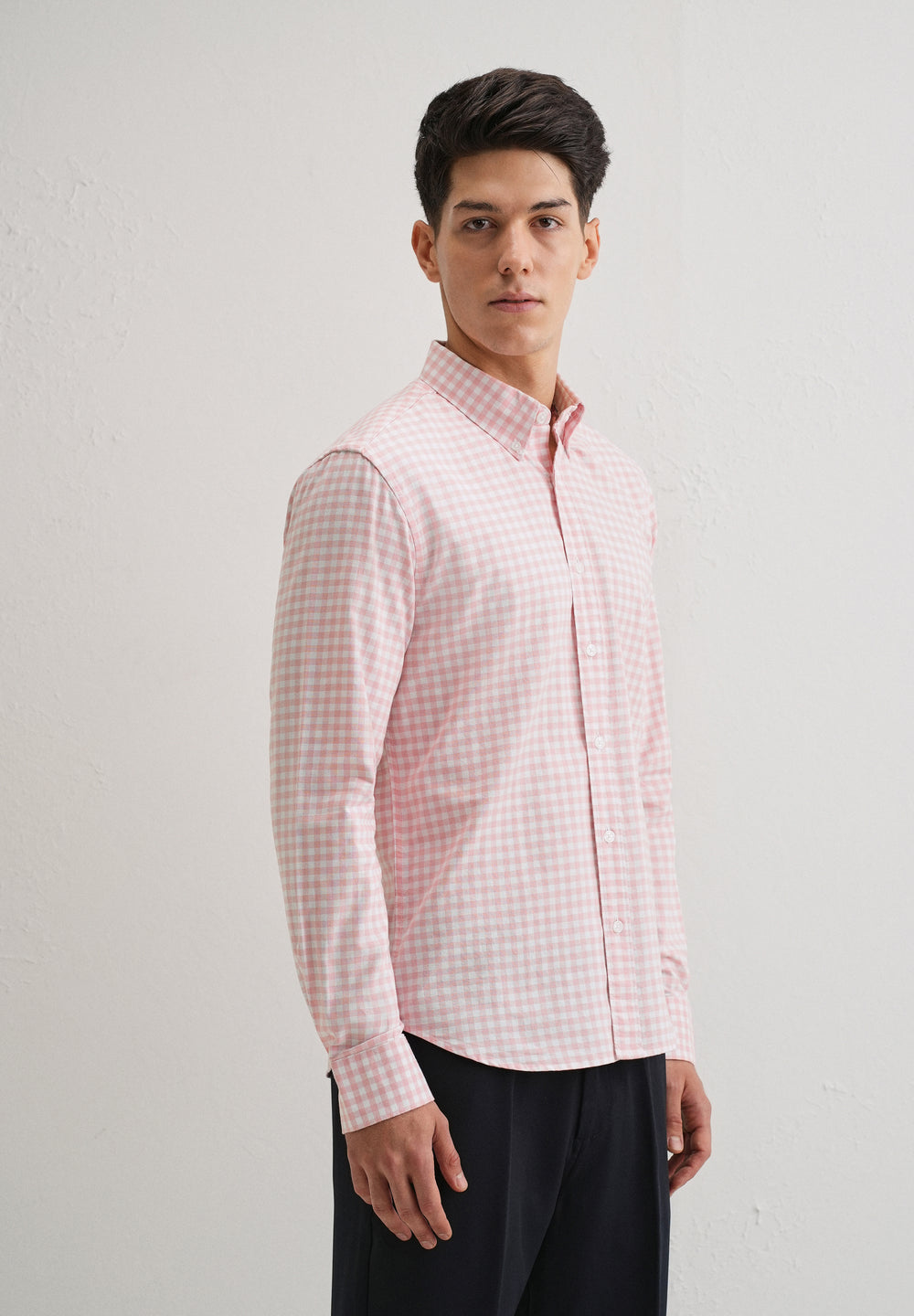 Pink Gingham Check Cotton Oxford Shirt