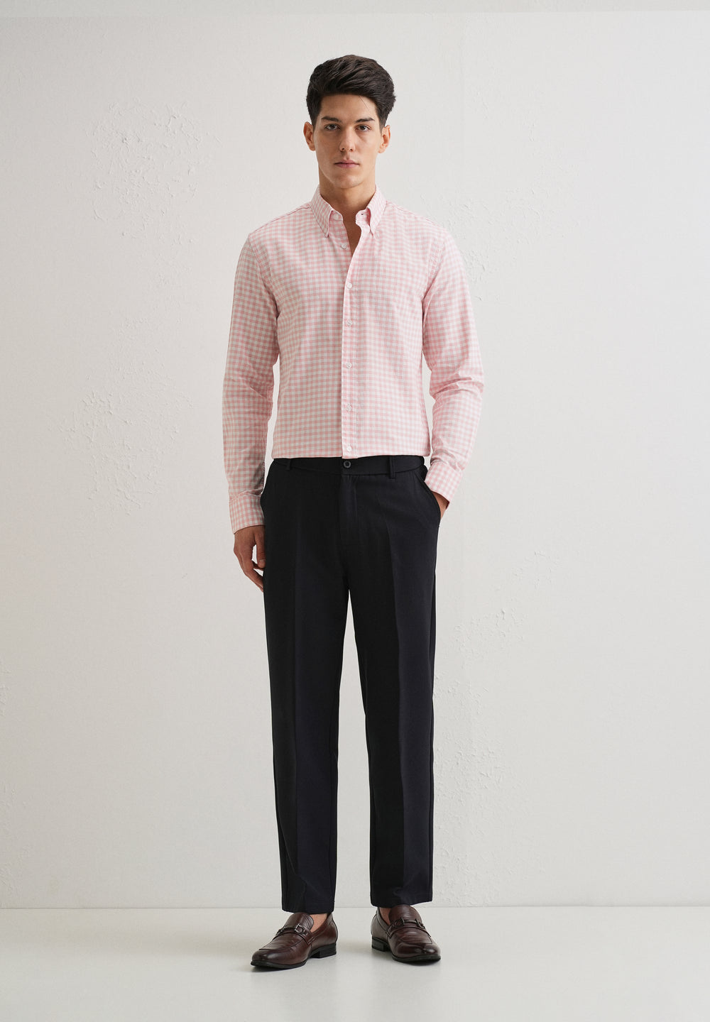 Pink Gingham Check Cotton Oxford Shirt